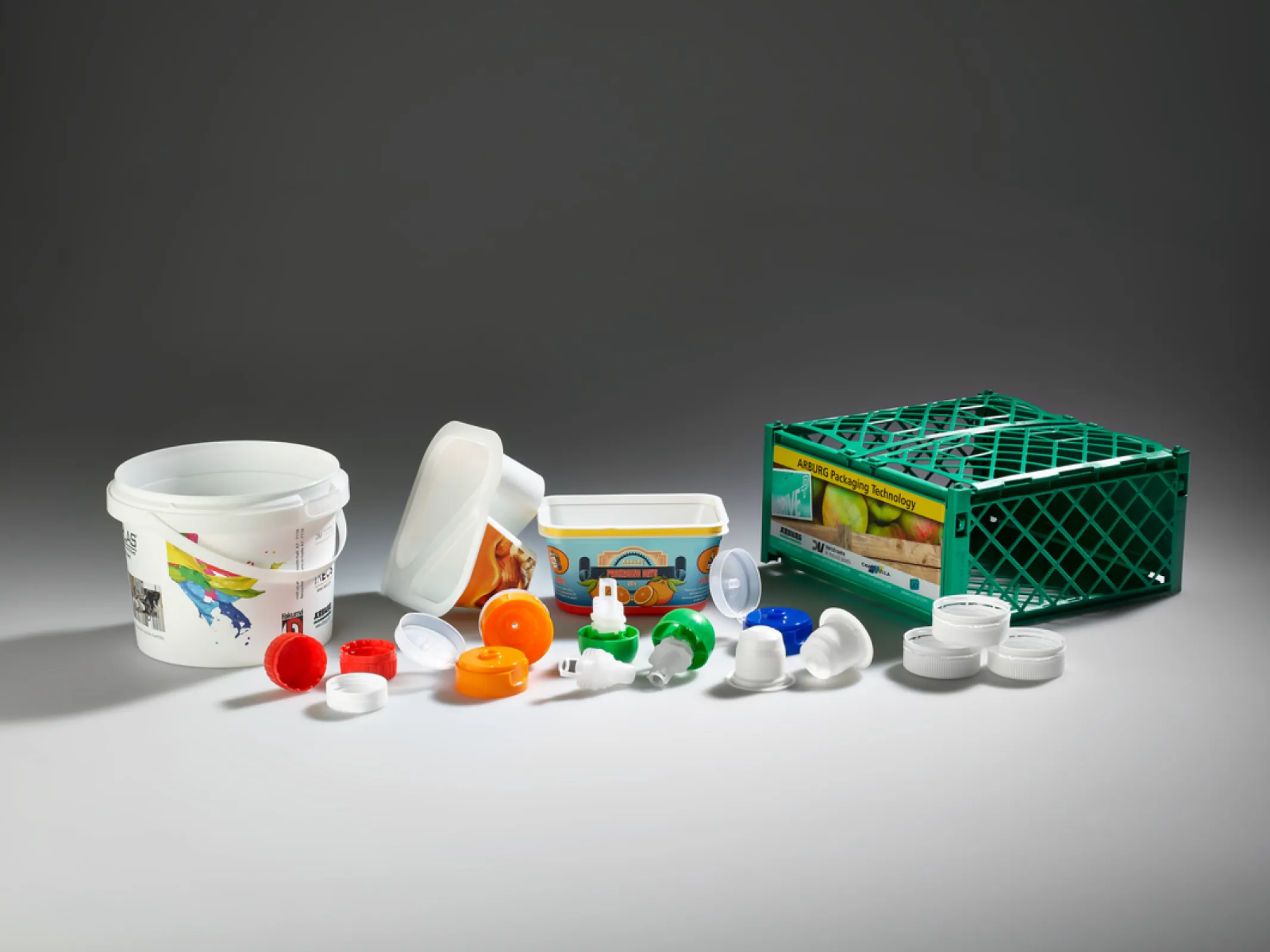 Packaging, capsules, closure, container, cup, lid, screw cap, mesh box