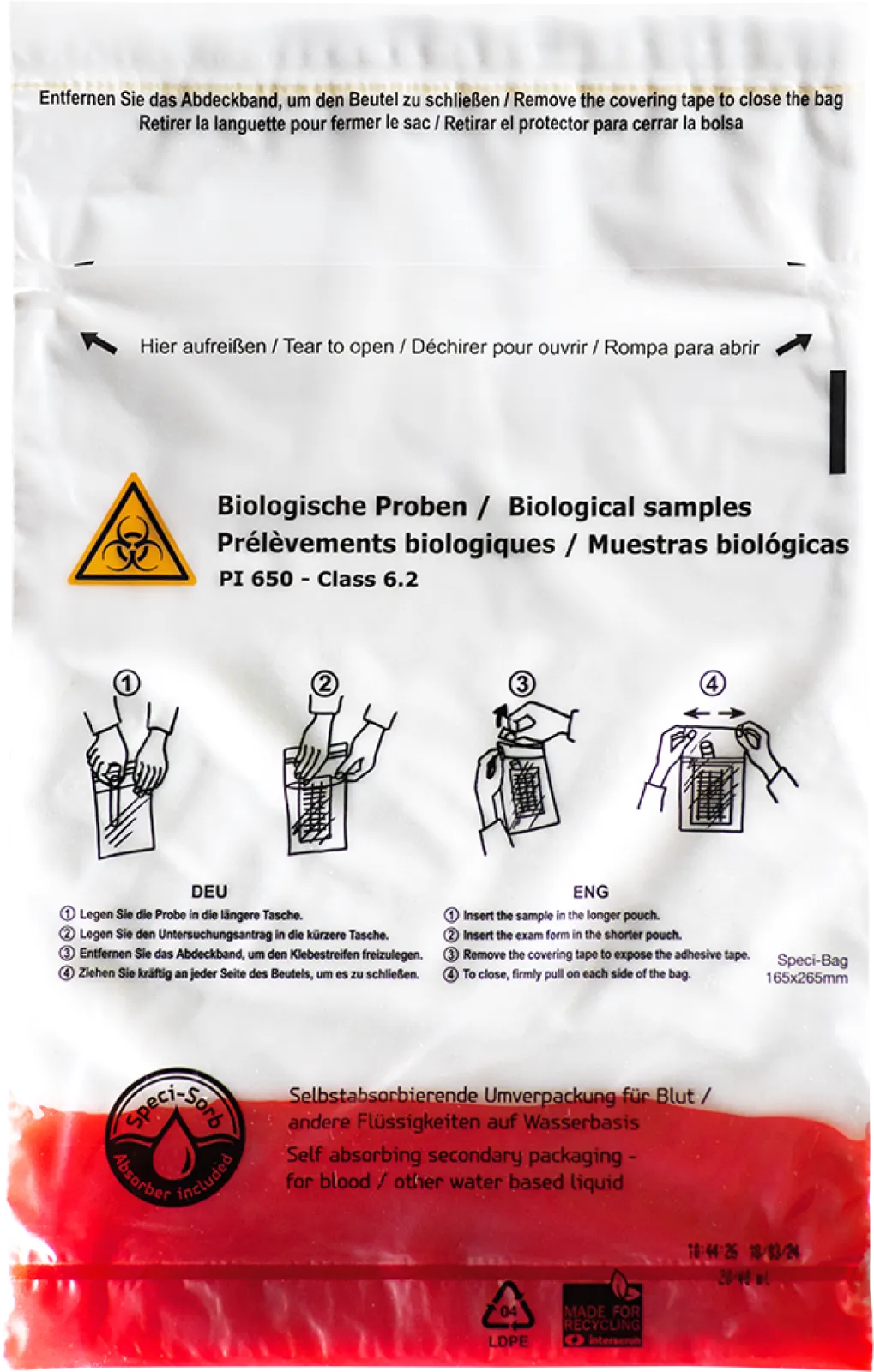 DEBAMED® Speci-Bag with Speci-Sorb: Optimised sample transportation process with integrated absorbent liner