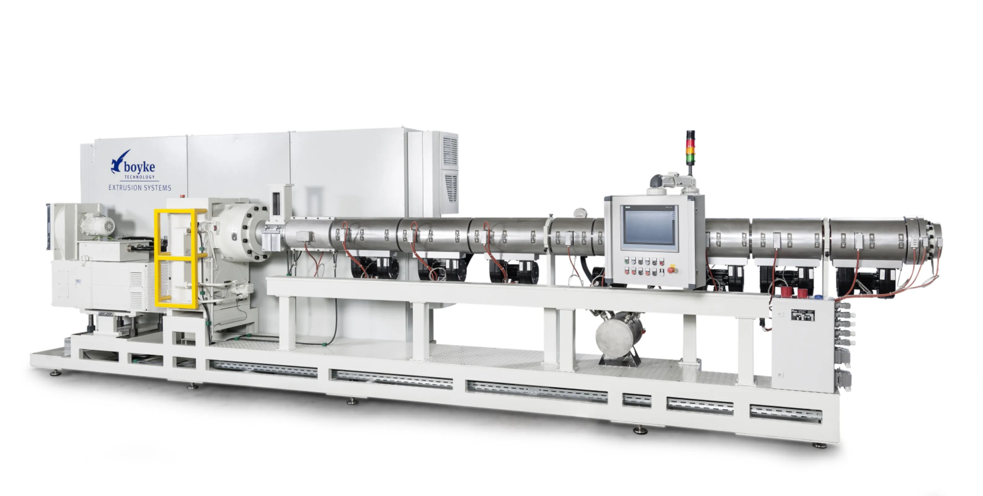 Single screw extruder for recycling or sheet production. Screw size 150mm, degassing system
