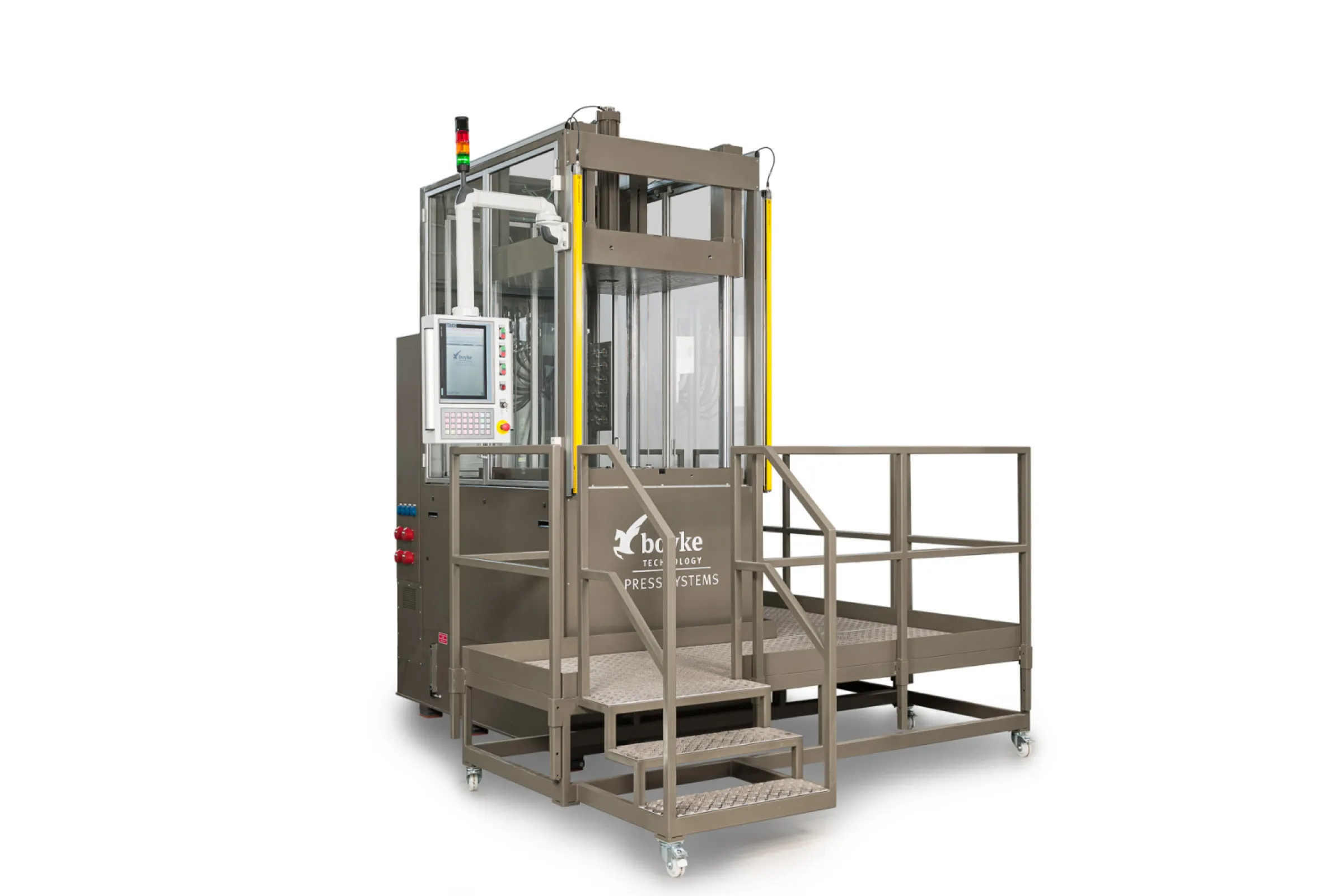 Transfer molding press with extra large table size and press day light. Clamping force 150t.