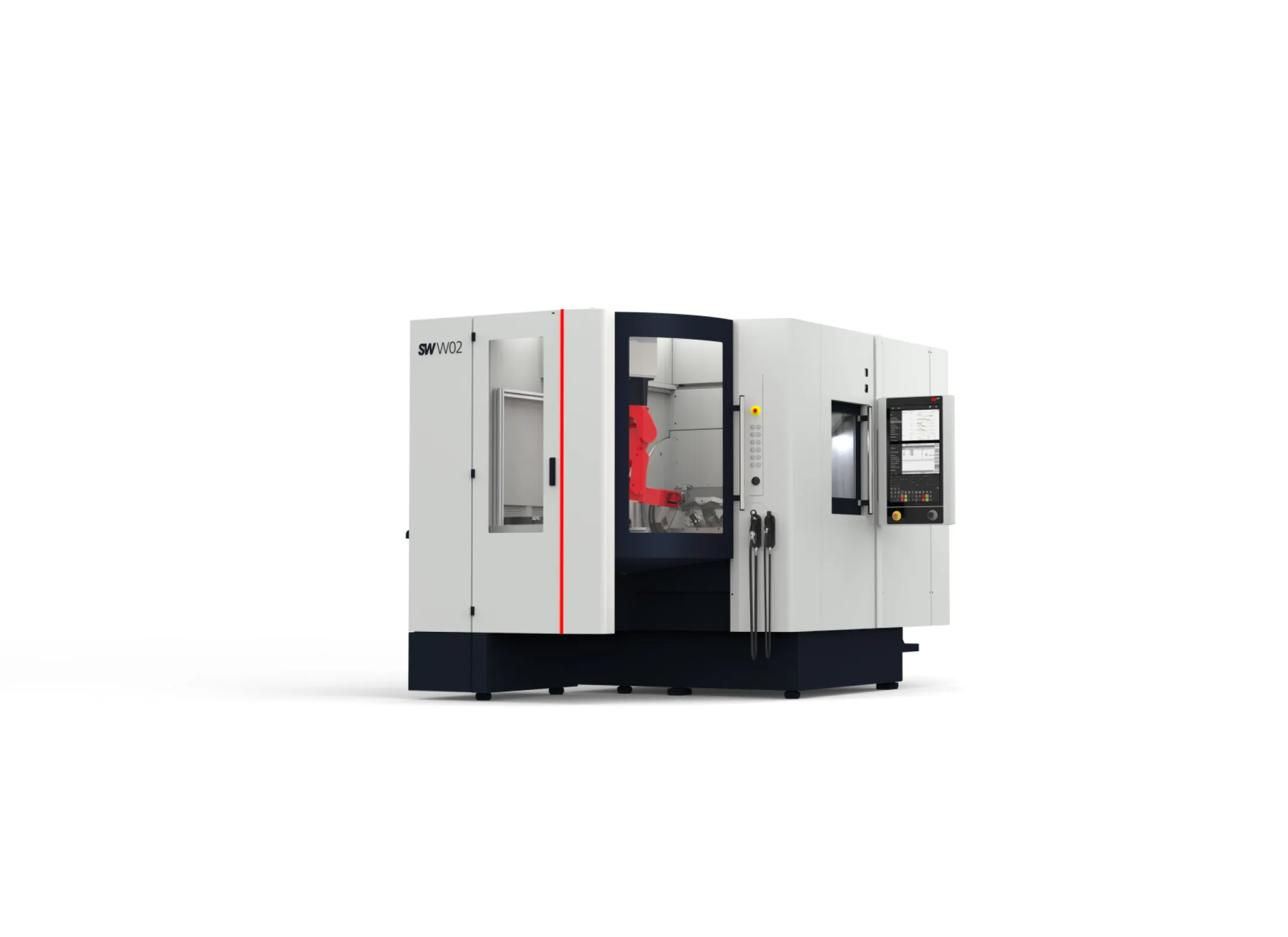 BA W02 series twin spindle machine with workpiece changer and automation  robot module