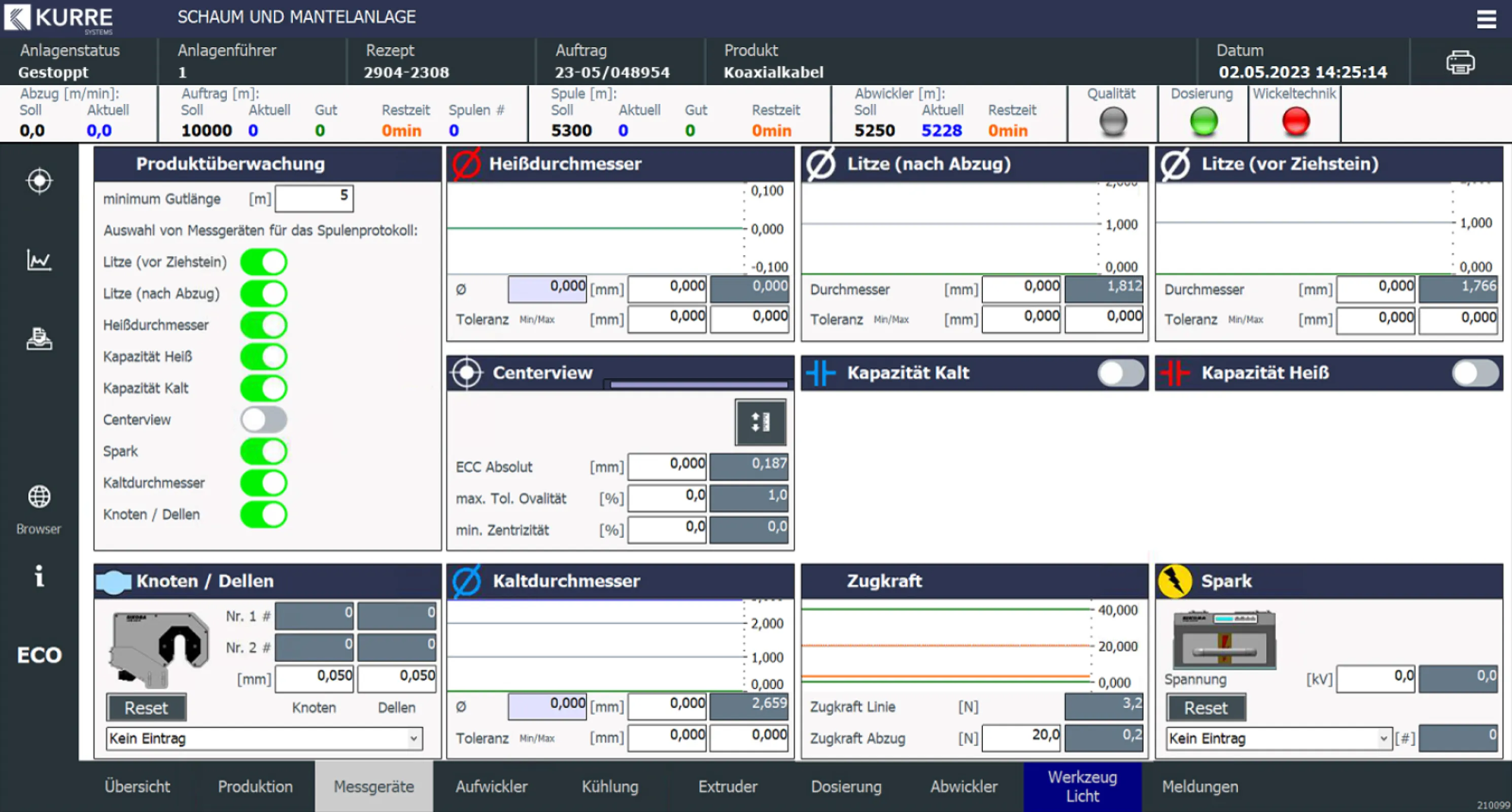 KURRE Control & Database System - Product monitoring