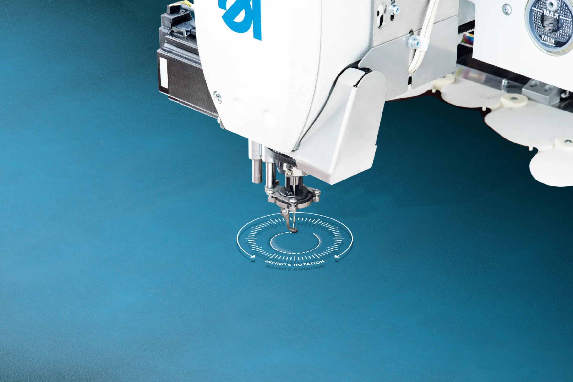 911Revolve | CNC-controlled pattern stitcher with rotating sewing mechanics for medium-heavy applications