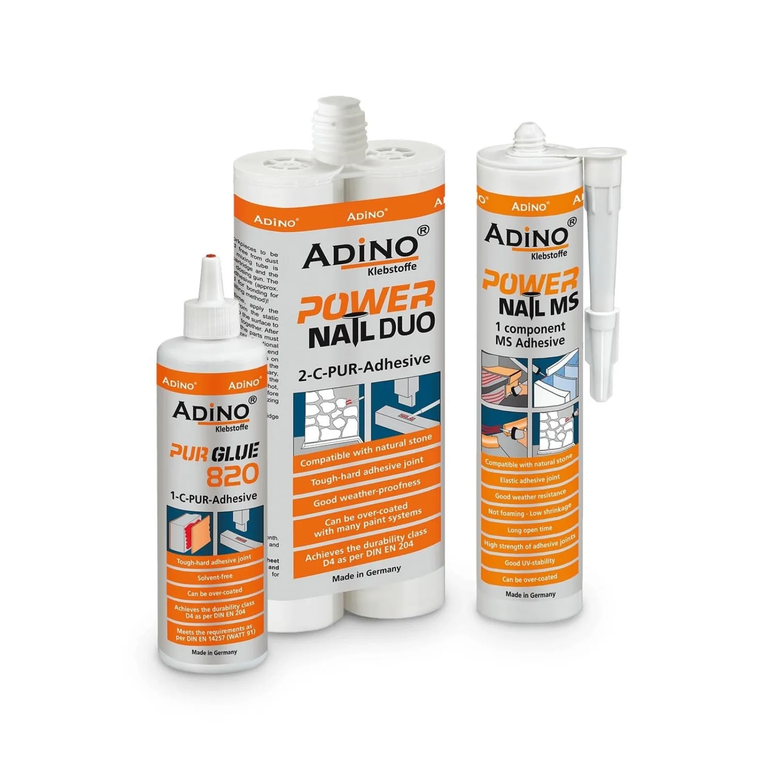 Adino® PUR assembly adhesive in bottles and cartridges