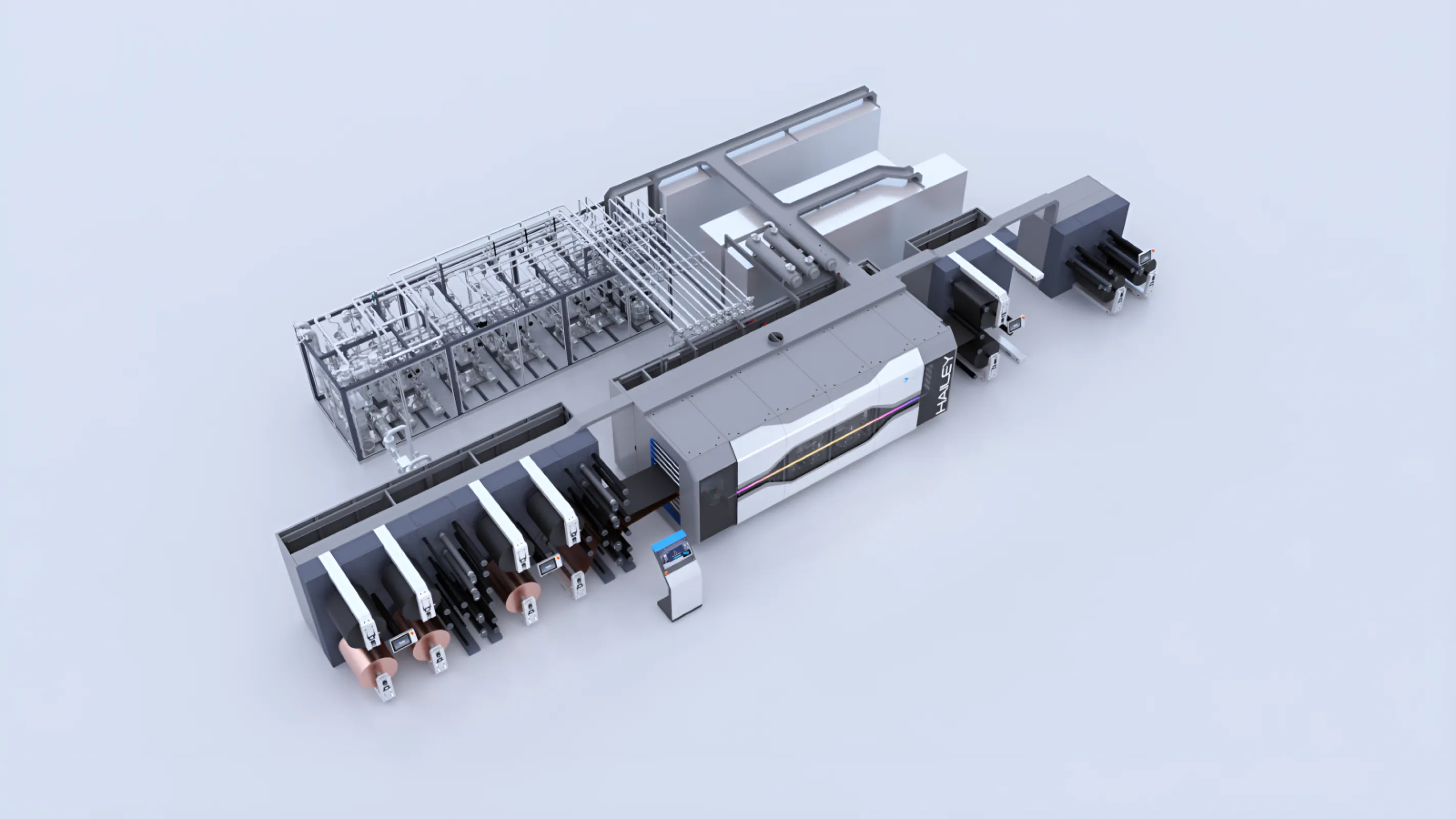 Highly reduced energy consumption: Intelligent energy recovery, especially in the high-temperature range. Design-related space saving thanks to a new secondary circuit unit. New pressure medium unit that uses resources according to consumption. Reduced downtime thanks to predictable maintenance & new spindle concept