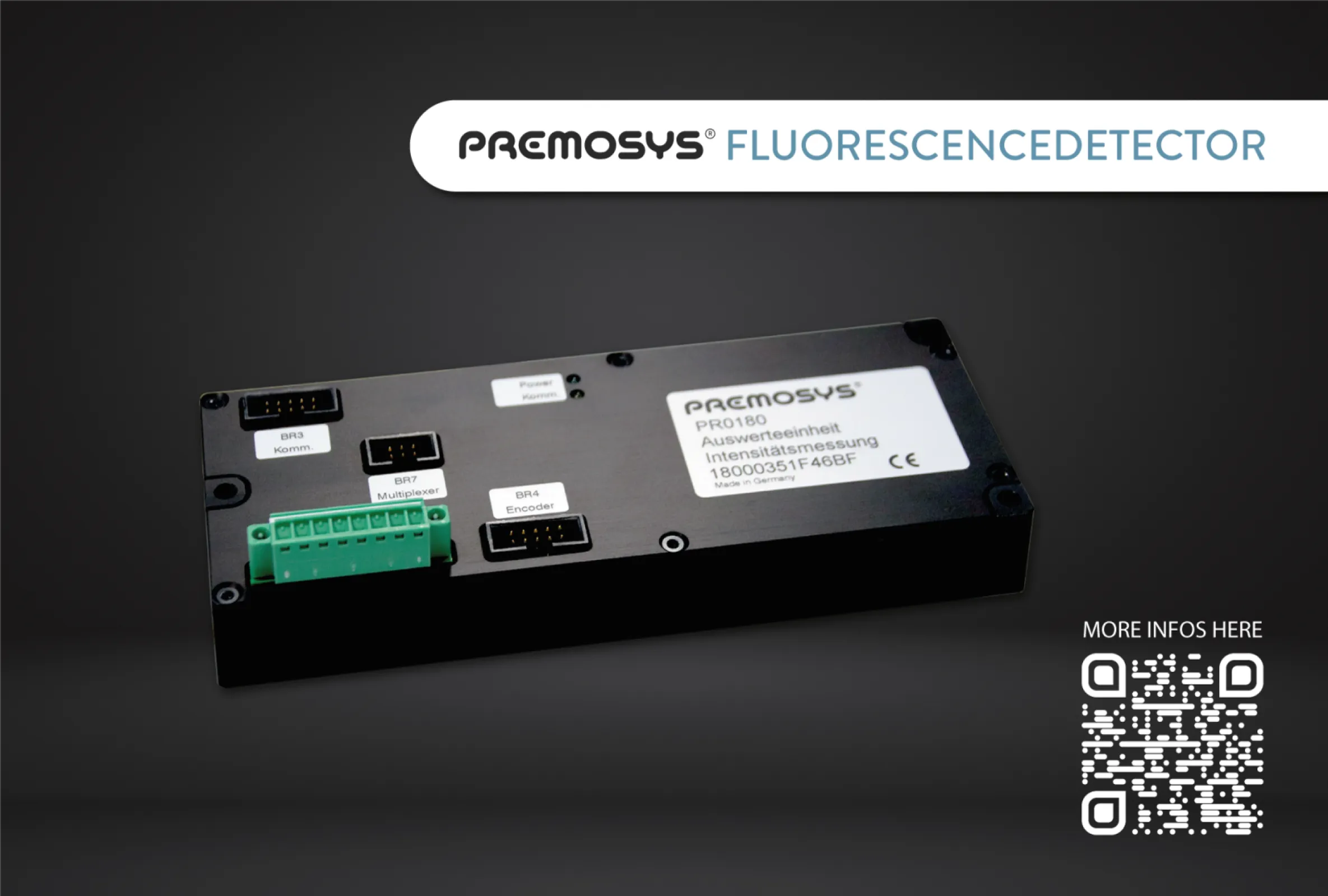 The Premosys multi-channel fluorescence detector with integrated control electronics enables the parallel operation of different light sources, providing highly efficient and versatile functionality. It is specifically designed for inline monitoring of production processes across a wide range of applications, including various materials, molecular materials, biological processes, and clinical diagnostics. This advanced system ensures precise and reliable real-time analysis, making it an essential ability for both industrial and scientific environments. The Premosys multi-channel fluorescence detector with integrated control electronics enables the parallel operation of different light sources, providing highly efficient and versatile functionality. It is specifically designed for inline monitoring of production processes across a wide range of applications, including various materials, molecular materials, biological processes, and clinical diagnostics. This advanced system ensures precise and reliable real-time analysis, making it an essential ability for both industrial and scientific environments.