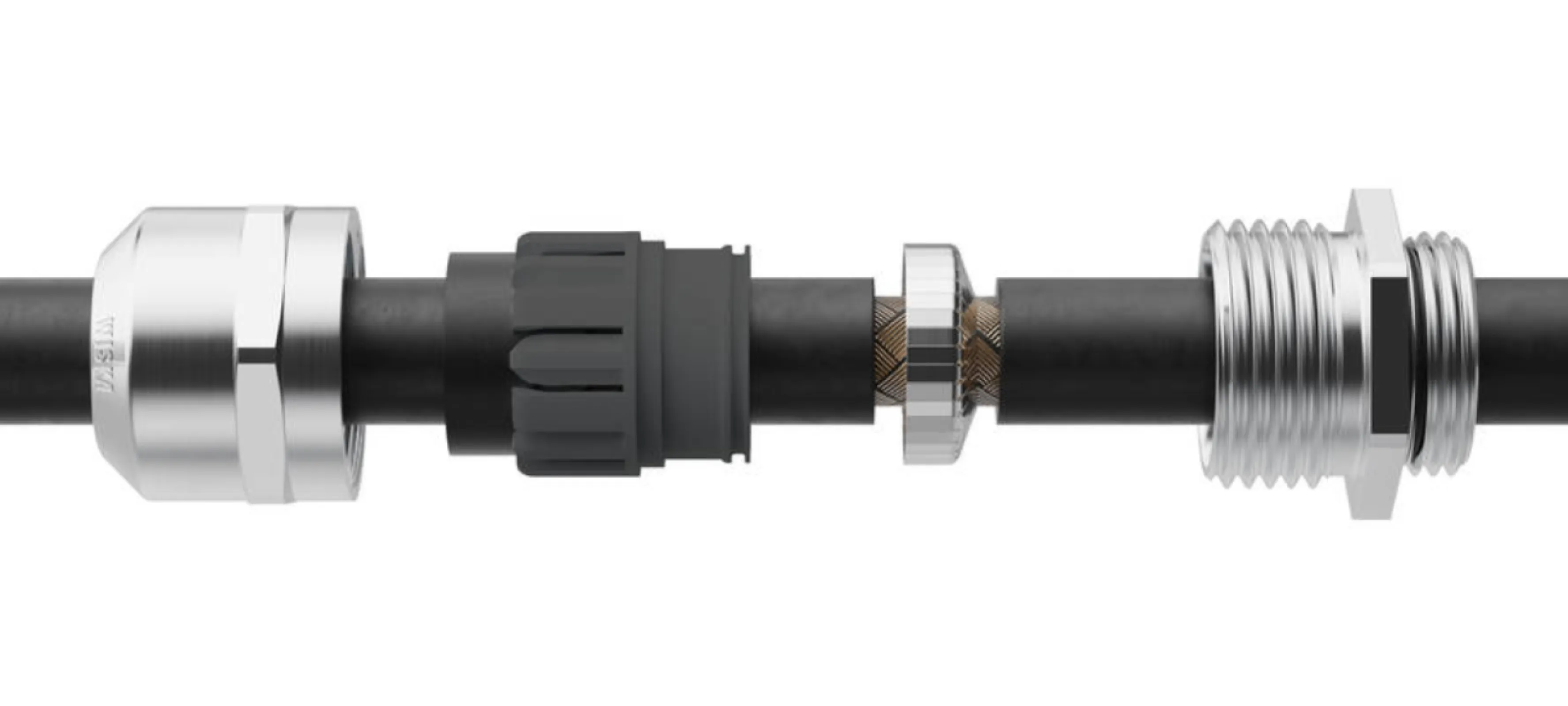 Cable gland EMSKV EMV-S RW, with contact spring insert, brass nickel-plated