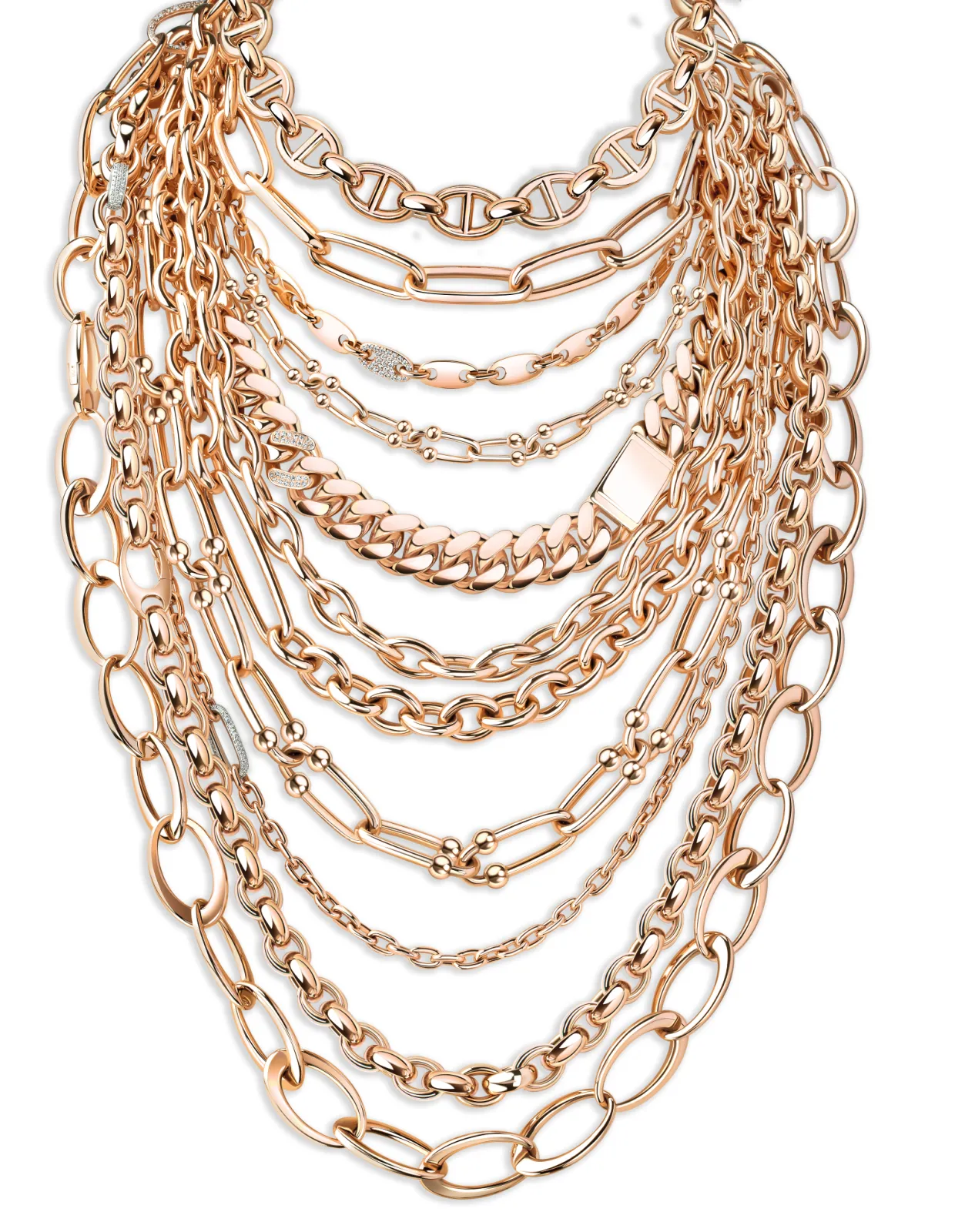 handcrafted chains by Emil Kraus, all 18kt gold