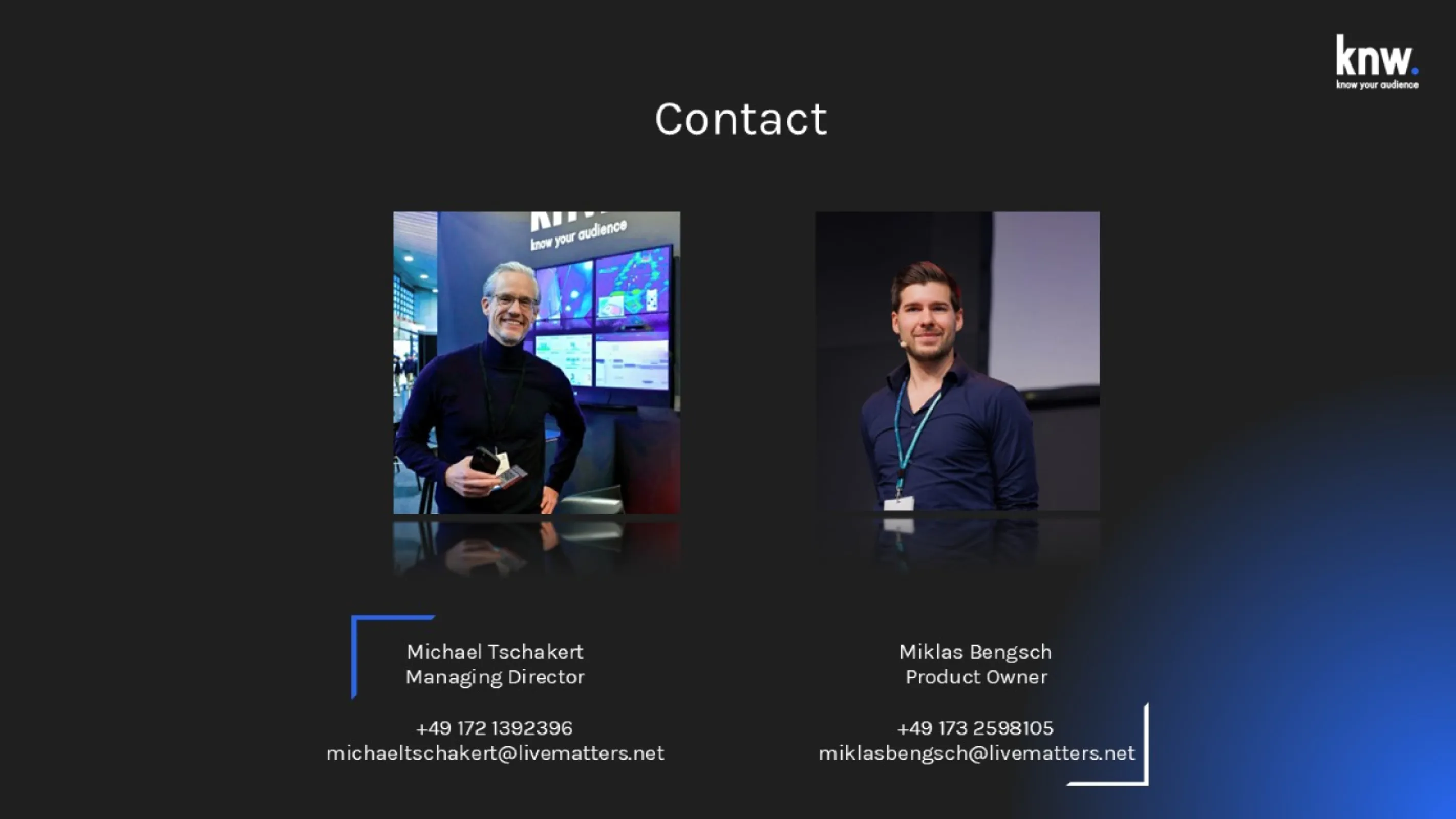 knw. - Contact: We'd love to hear from you! Please feel free to reach out to us anytime. (page 8)