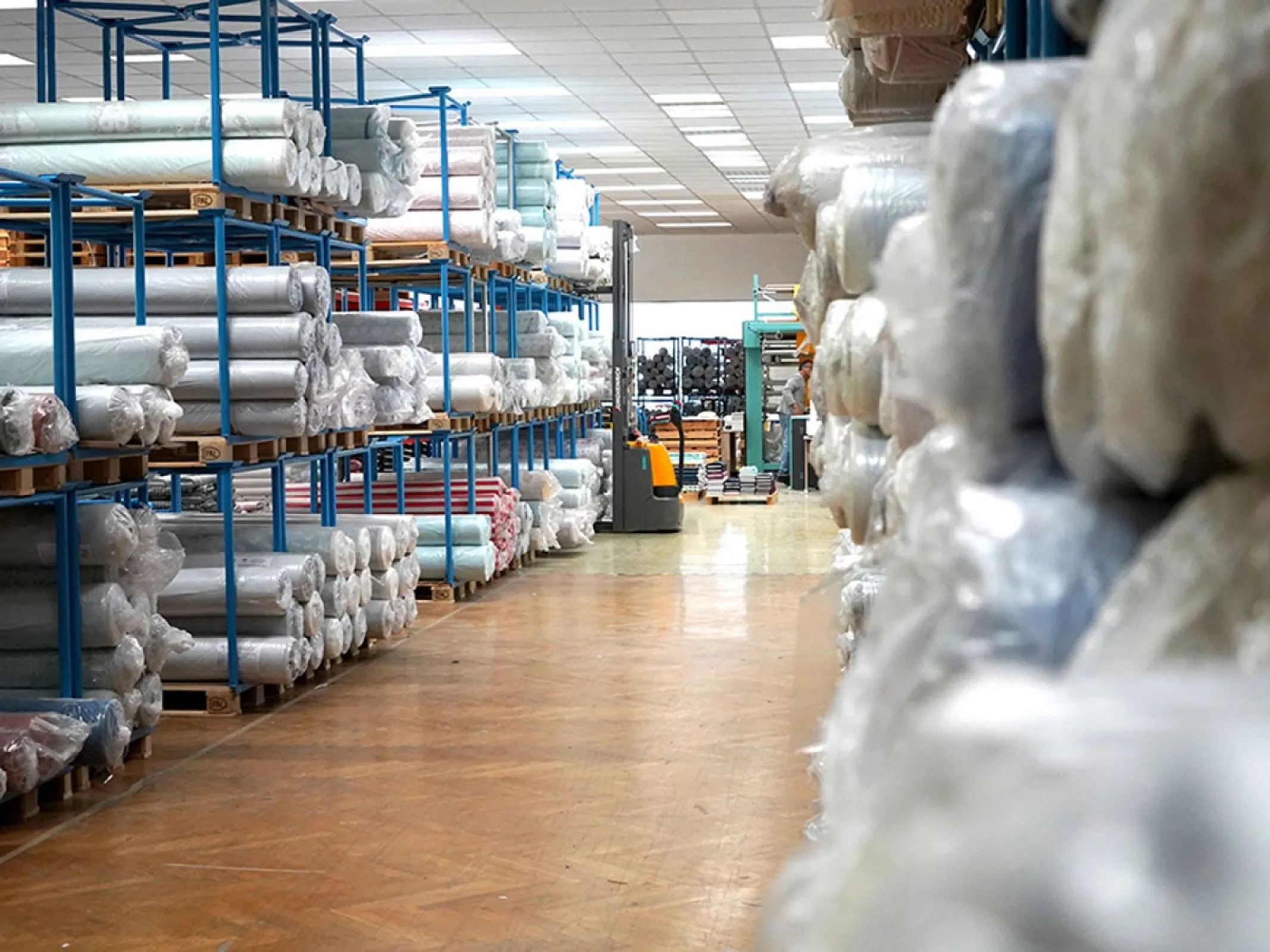 Our warehouse - most fabrics available from stock.