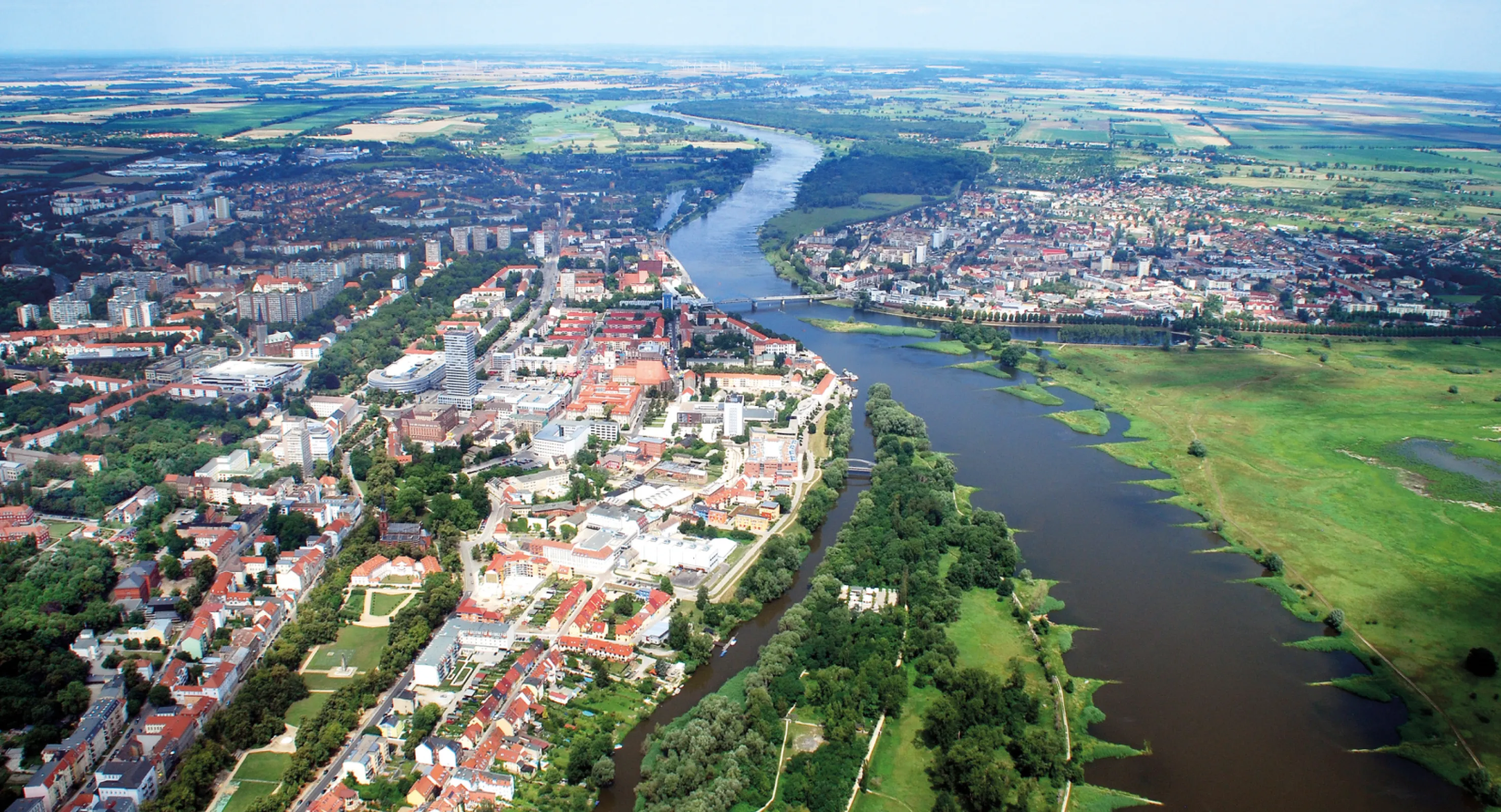 Frankfurt (Oder) and Słubice - aerial view