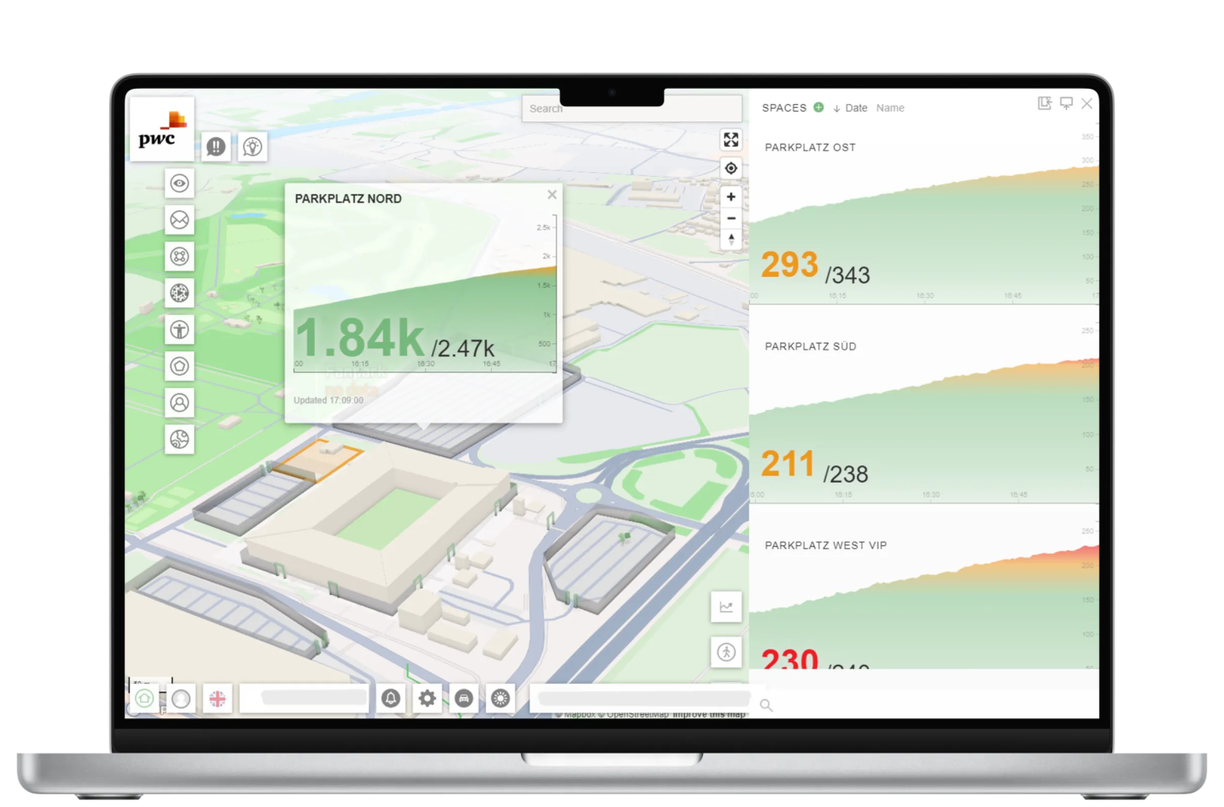 Management of available parking lots at the venue