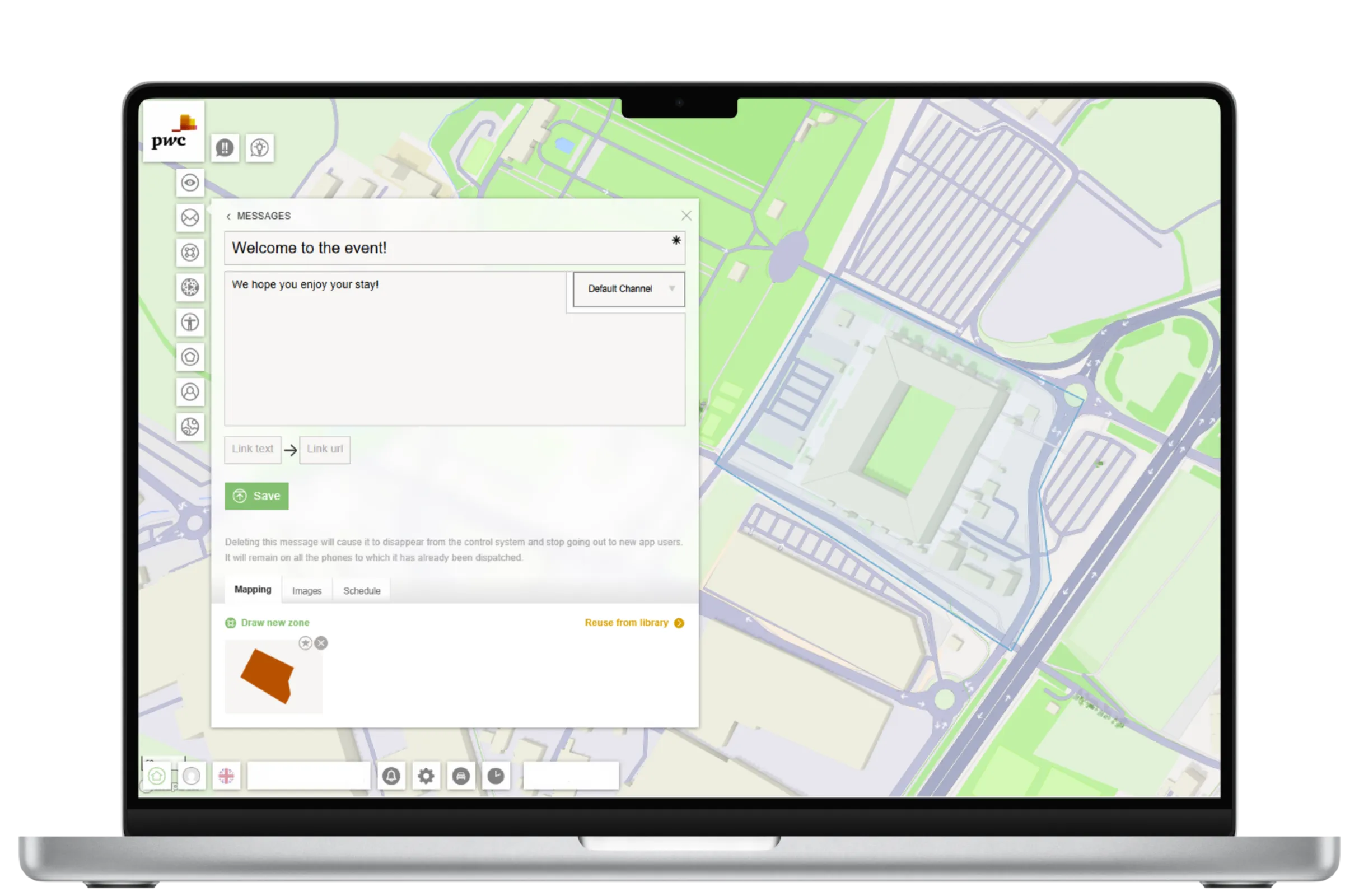 Sending individualized messages to guests based on their location