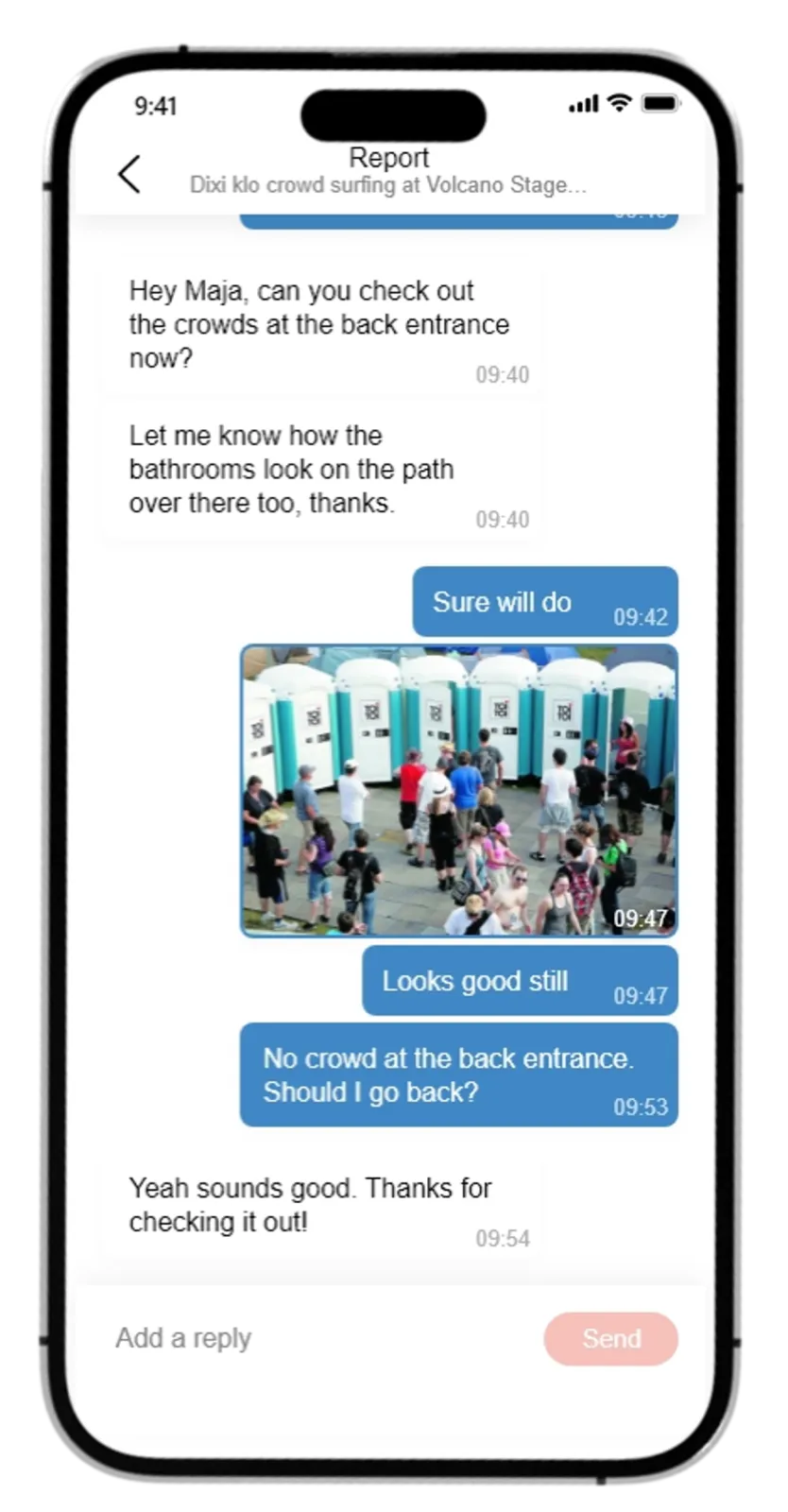 Operations management via direct communication with staff on site