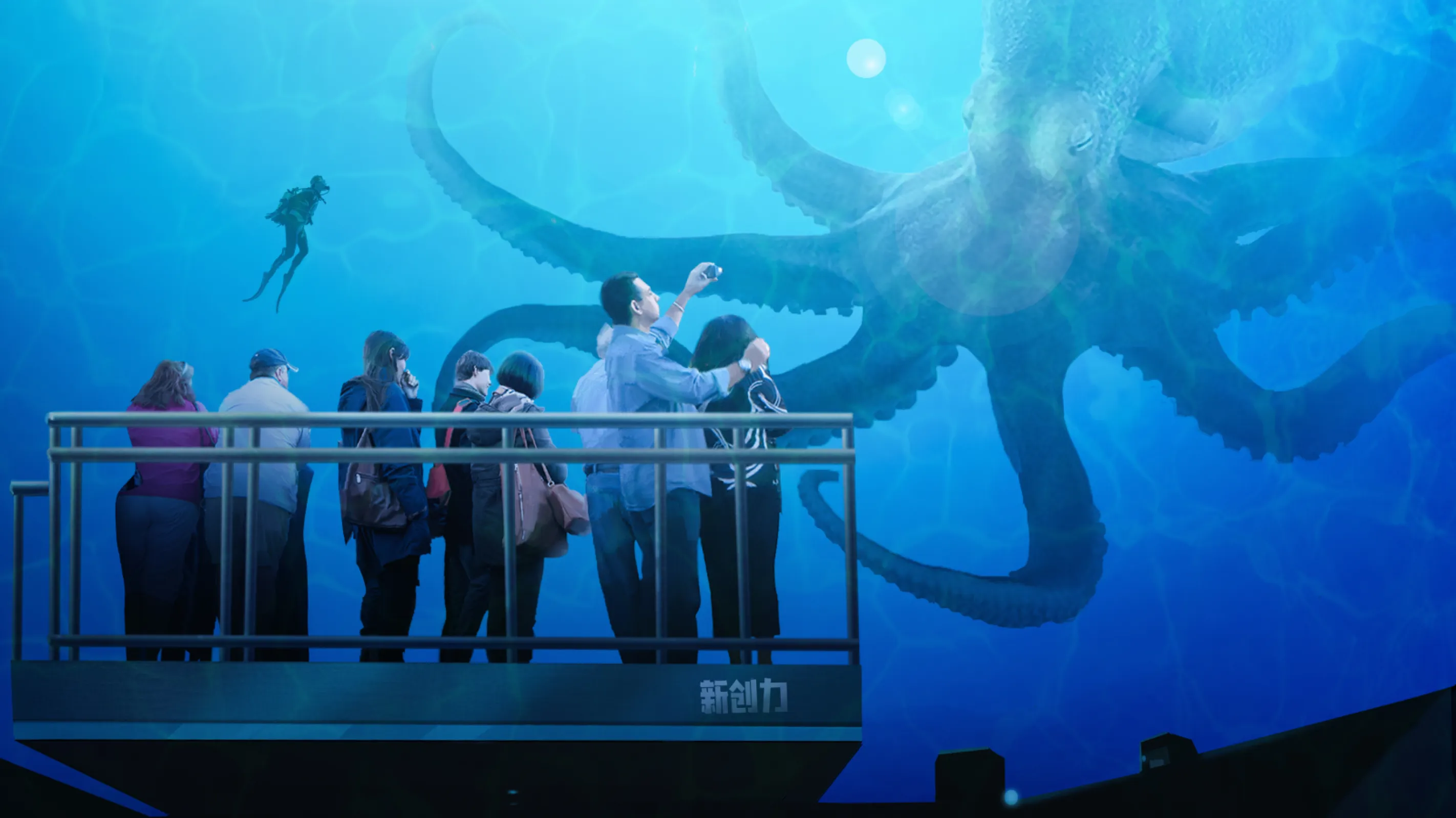 Virtual aquarium dome attraction