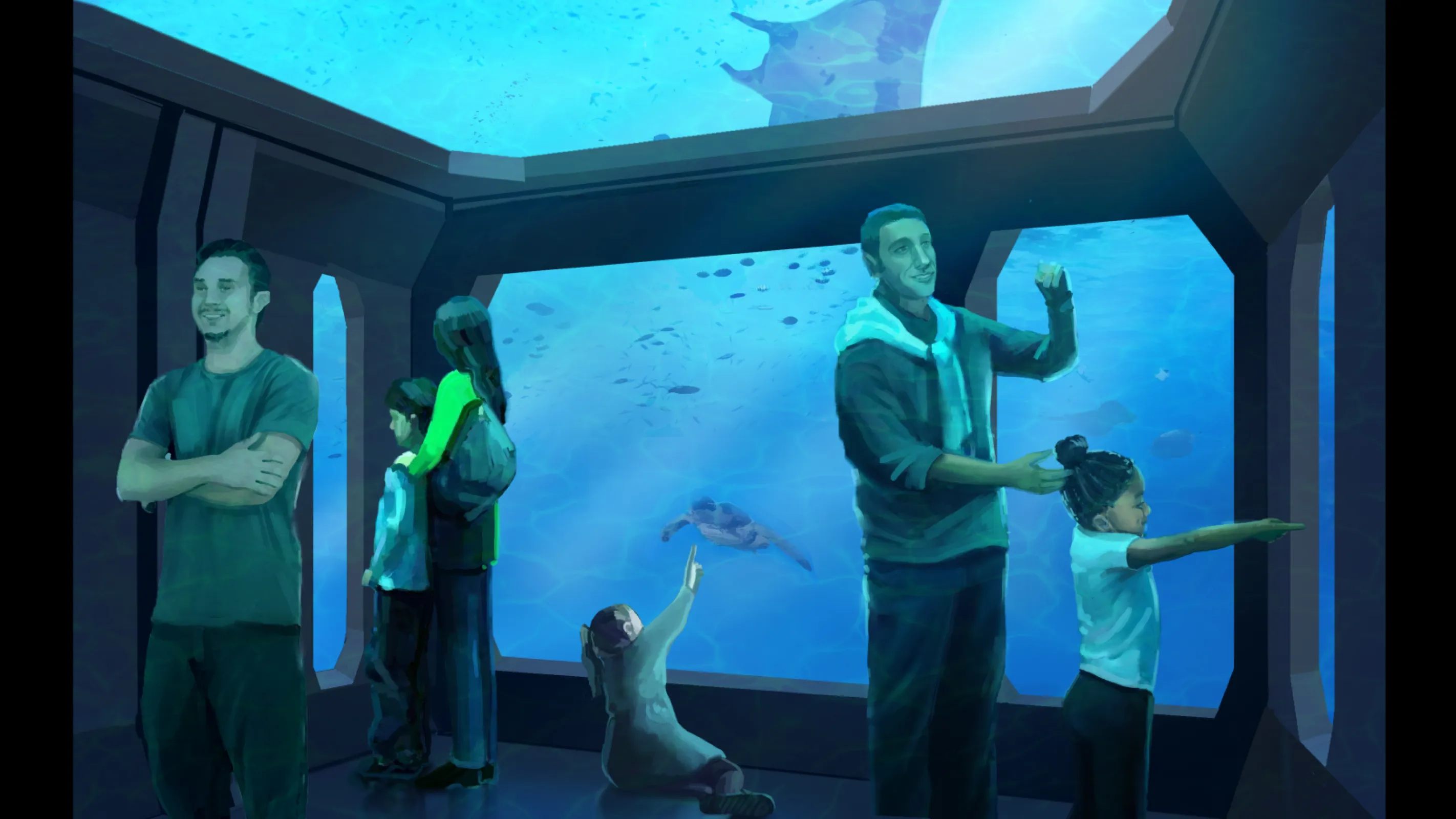 Virtual aquarium attraction