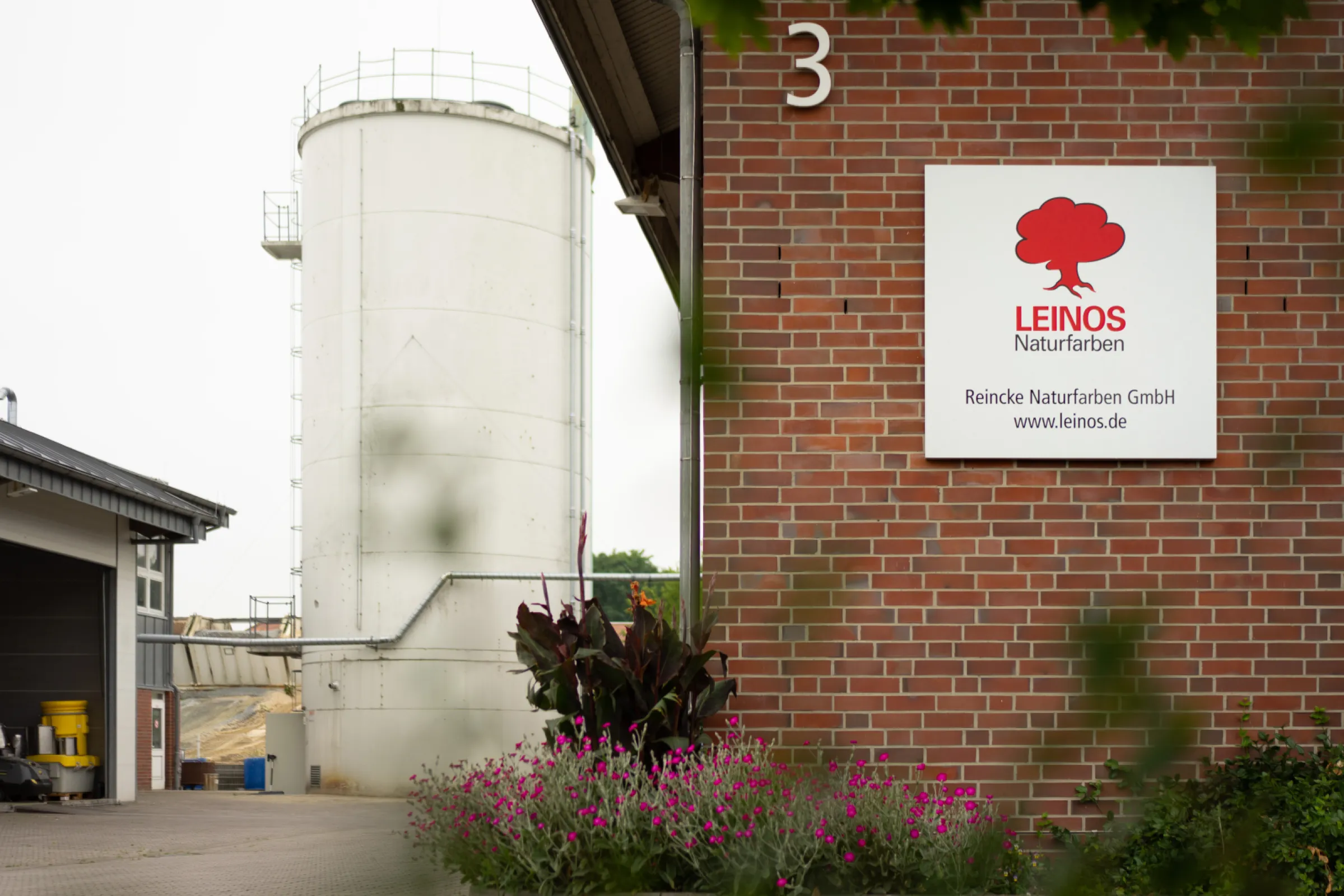 Company sign and inner courtyard