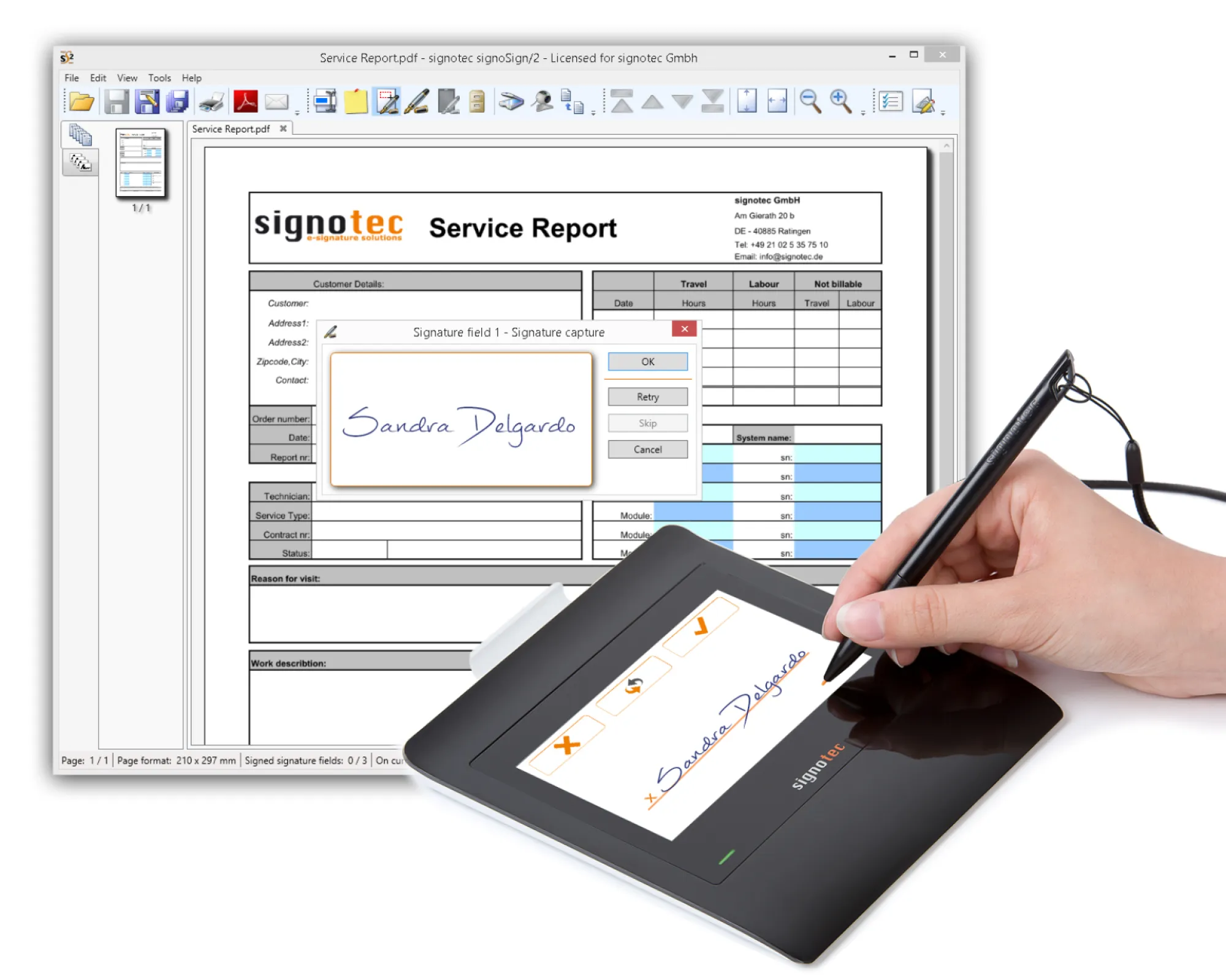 Software signoSign/2in Combination with a signotec Signature Pad