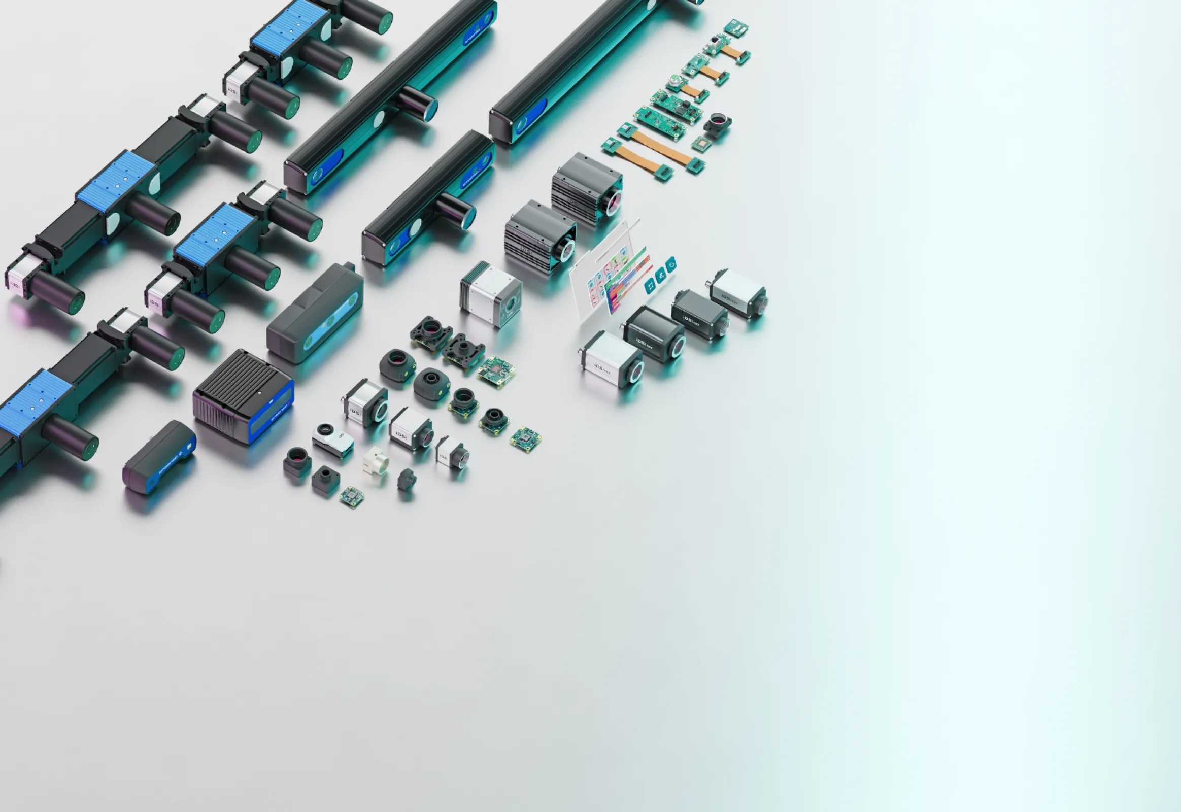 IDS product portfolio: powerful and versatile 2D and 3D cameras  and models with artificial intelligence (AI).