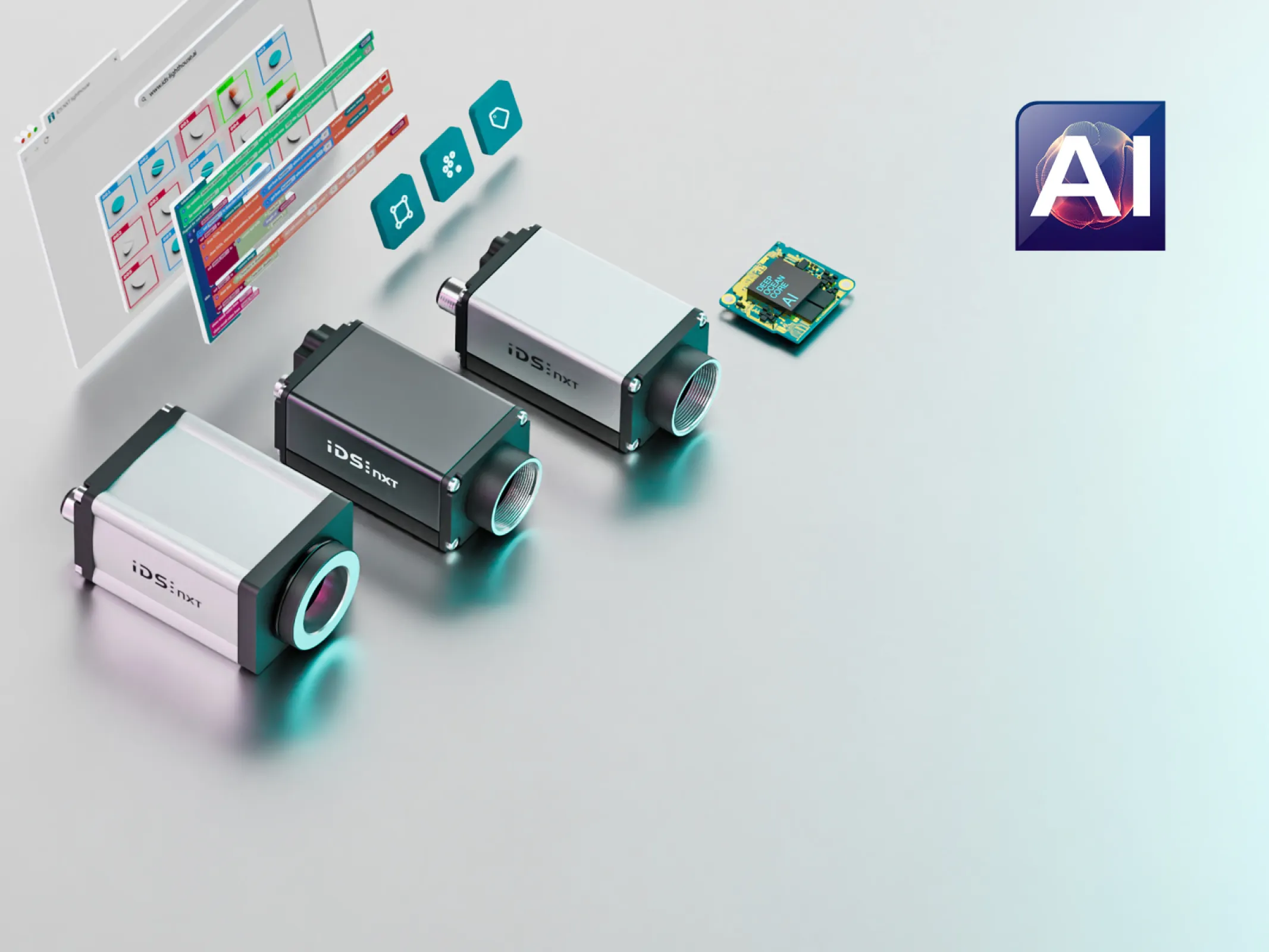 IDS NXT offers a complete system consisting of AI cameras and a user-friendly software environment.