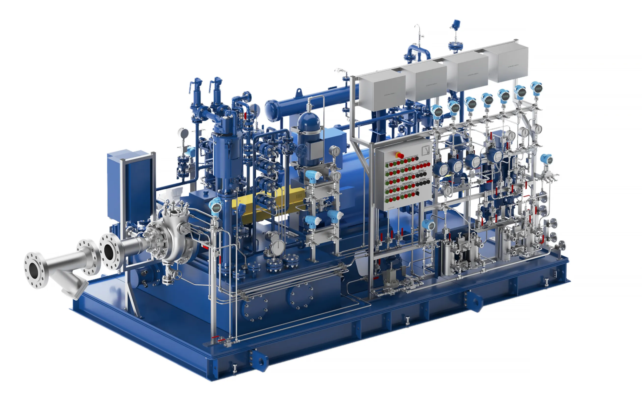 Compared with PE plastic, polypropylene (PP) is harder, is stronger, and can withstand higher thermal loads. Thanks to its special properties, PP has an extraordinarily wide range of applications. It is used in everything from vehicle interiors to food and cosmetics packaging, to pressure and  drainage pipes. The licensed Novolen process from Lummus Novolen Technology for producing PP is just one example of the use of recycle gas compressors  from FIMA. In general, these compressors return the unconverted propylene gas to the reactor. Smaller single-stage compressors are often used for homomer plants. So-called cascade compressors are also used in PP production. They are  installed in the multistage variant.