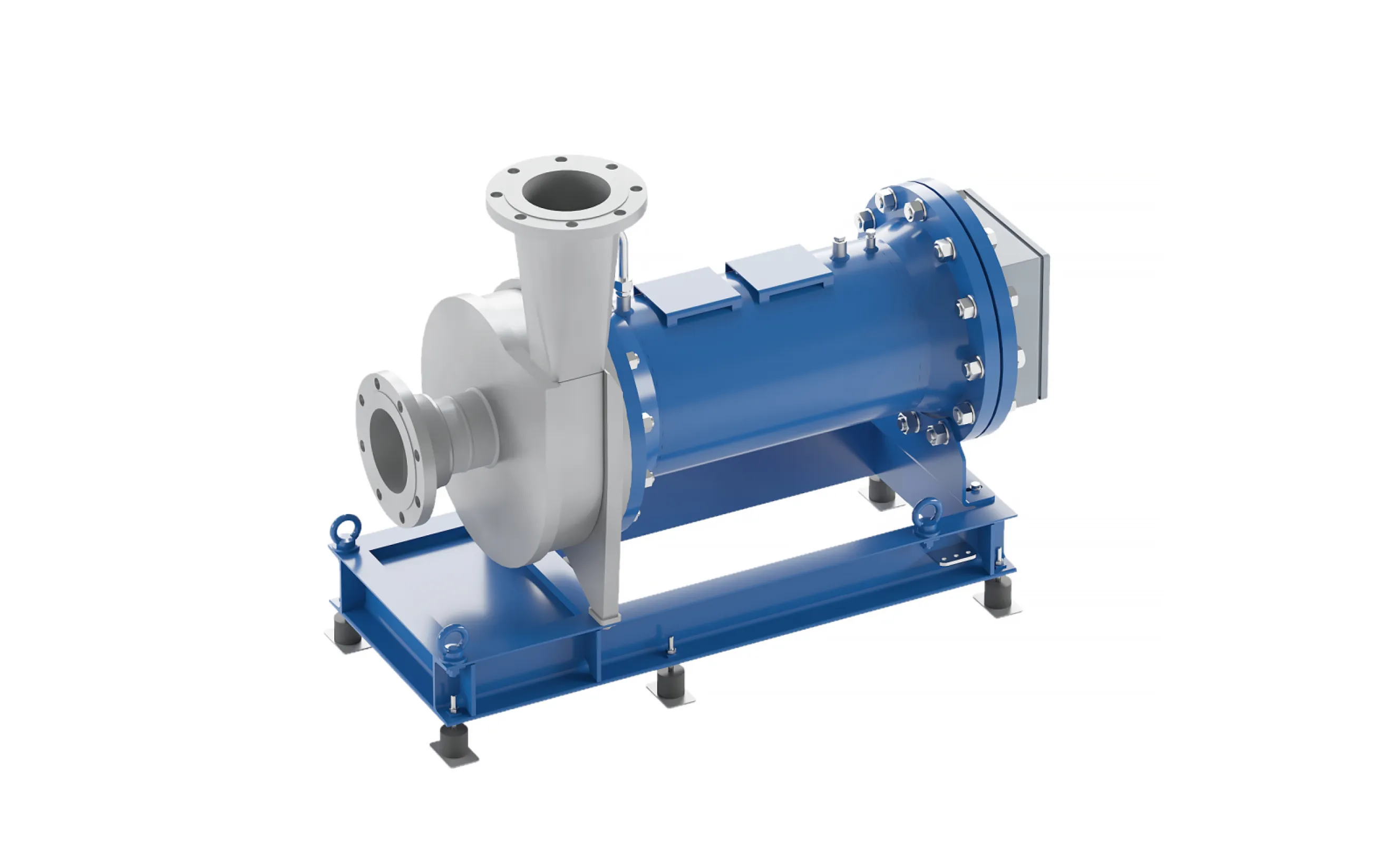 In the FIMA HETICO®, the impeller and the drive are both encapsulated in a single casing. In this way, dynamically loaded seals between the process area and the surroundings are avoided. The special gas-tight design of the HETICO® ensures that in applications with positive pressure, no  process gas escapes into the outside atmosphere. Conversely, it prevents outside air from entering the process in vacuum applications. The explosion-proof design makes it suitable for use in explosive atmospheres and for conveyance of explosive media. It satisfies the requirements of Pressure Equipment Directive PED 2014/68/EU. The HETICO® is already being successfully deployed not just in laminate manufacturing, in thermal power stations, and in thermal exhaust gas treatment plants but also in satellite test beds. In a number of processes, it is used as a recirculation blower.