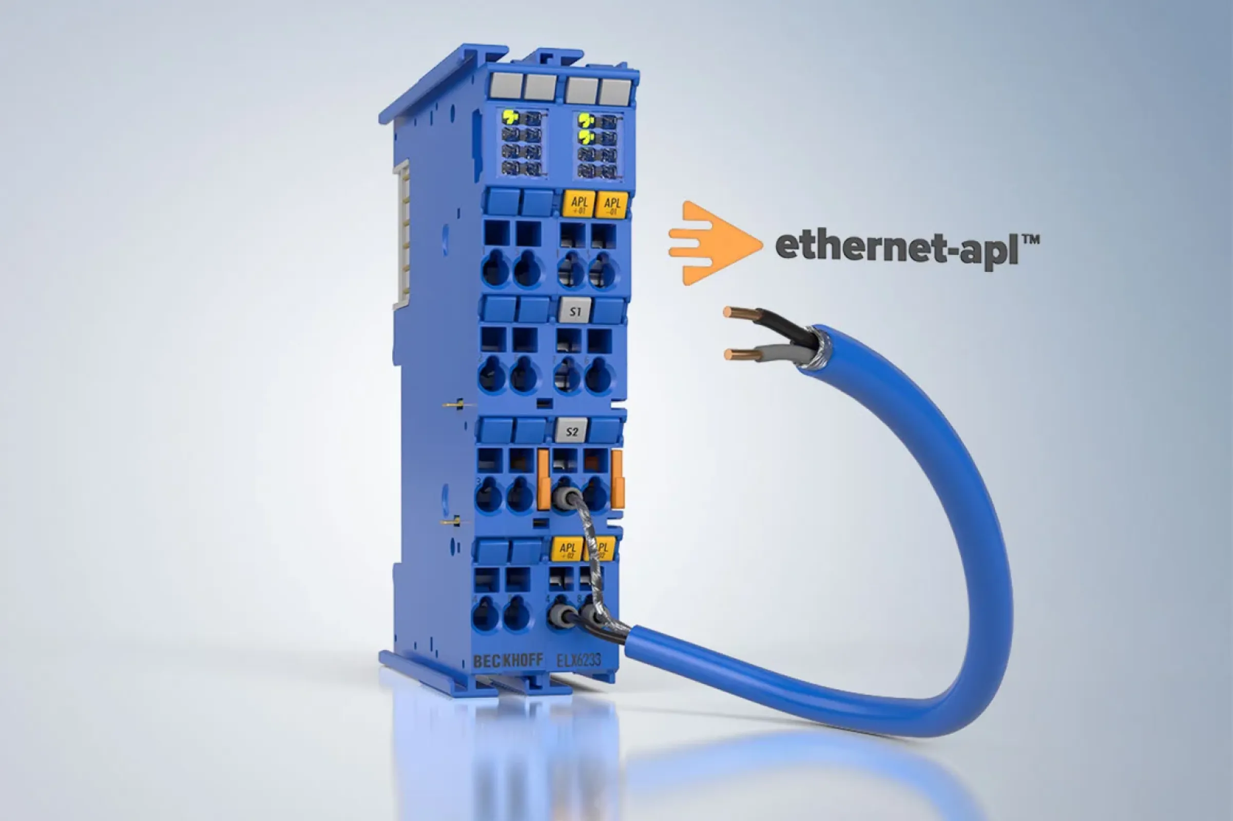 With the ELX6233, Ethernet-APL field devices can be integrated into the control architecture on a compact, modular basis With the ELX6233, Ethernet-APL field devices can be integrated into the control architecture on a compact, modular basis