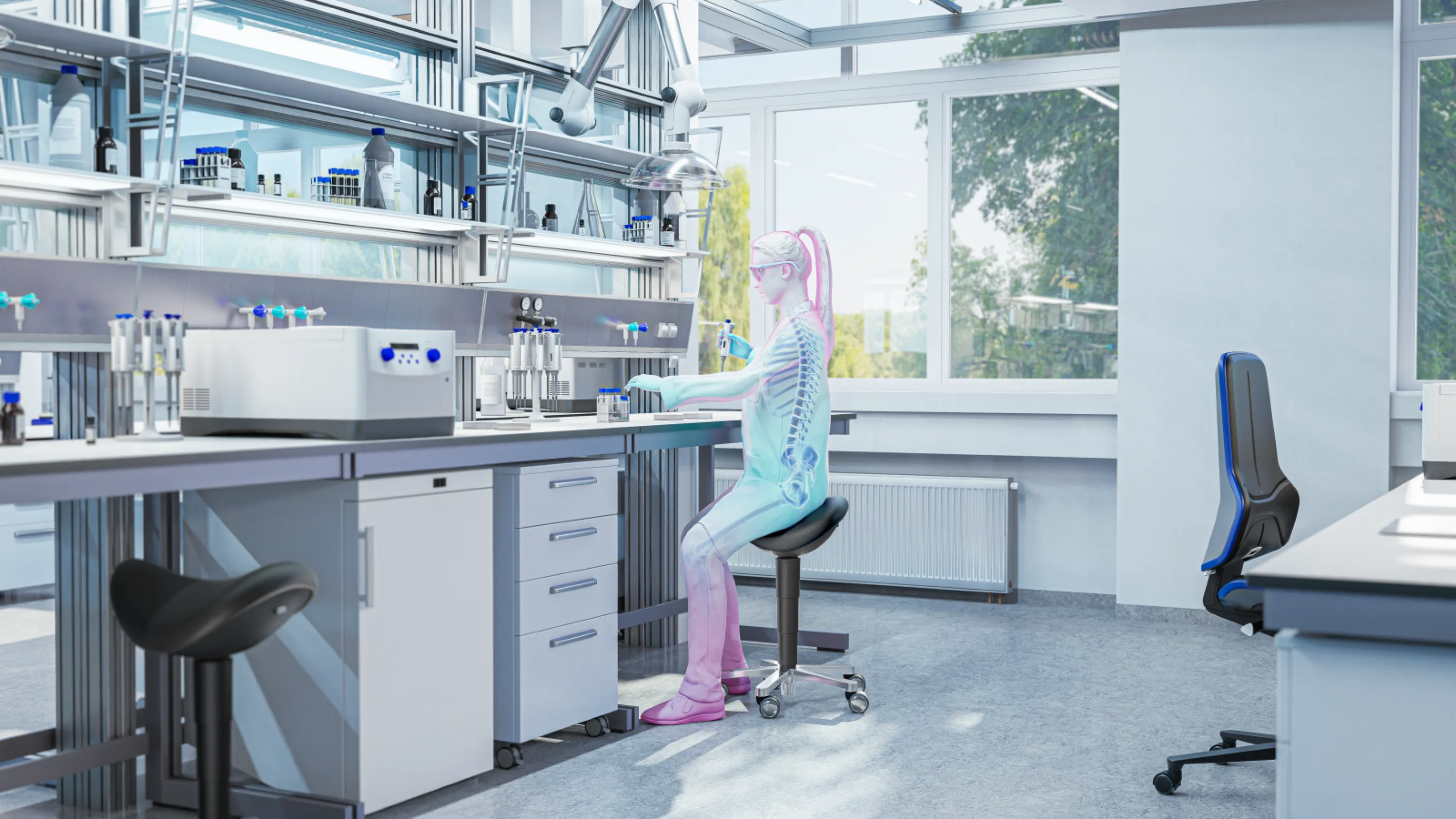 SADDLE STOOL FOR LABORATORIES