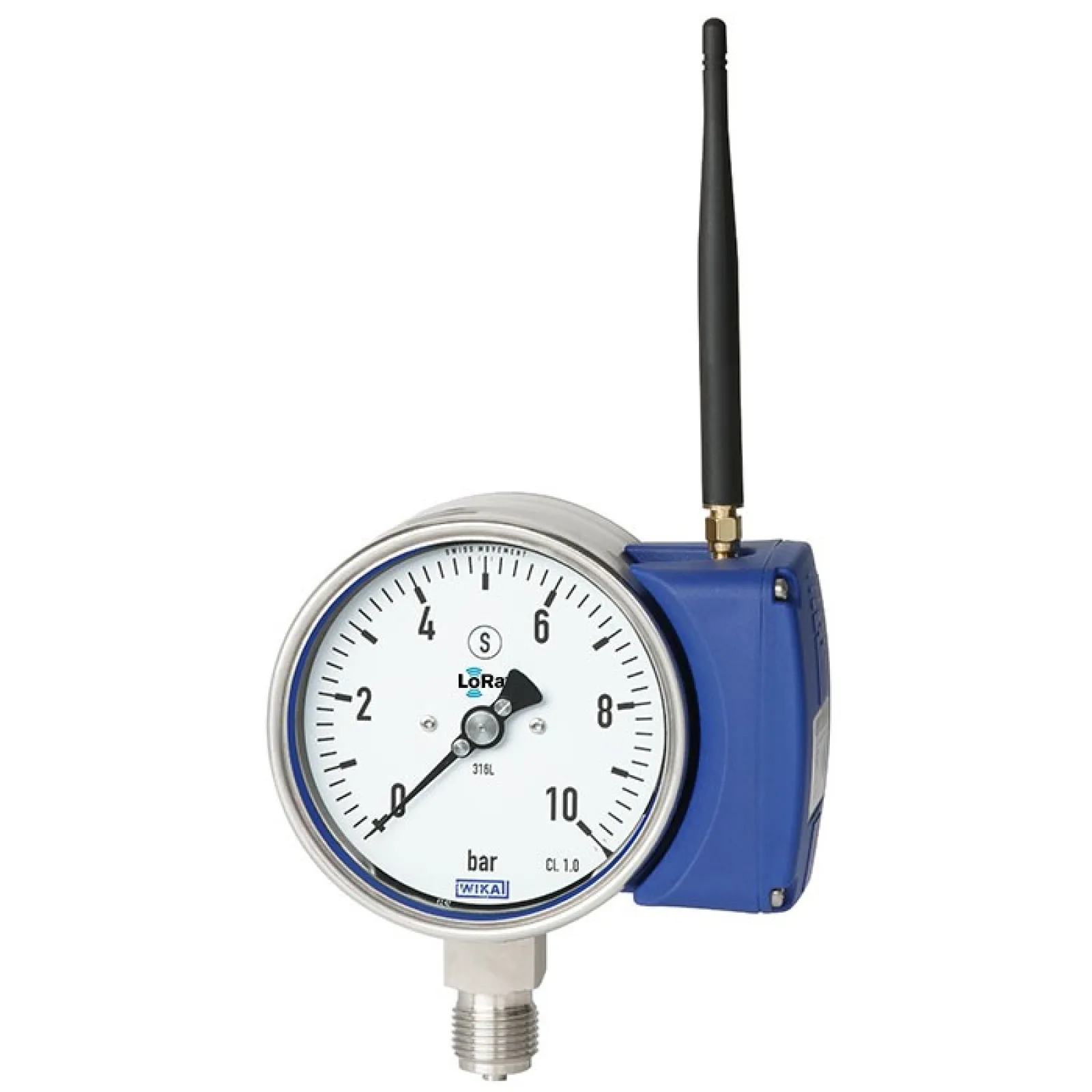 Bourdon tube pressure gauge with wireless transmission, model PGW23