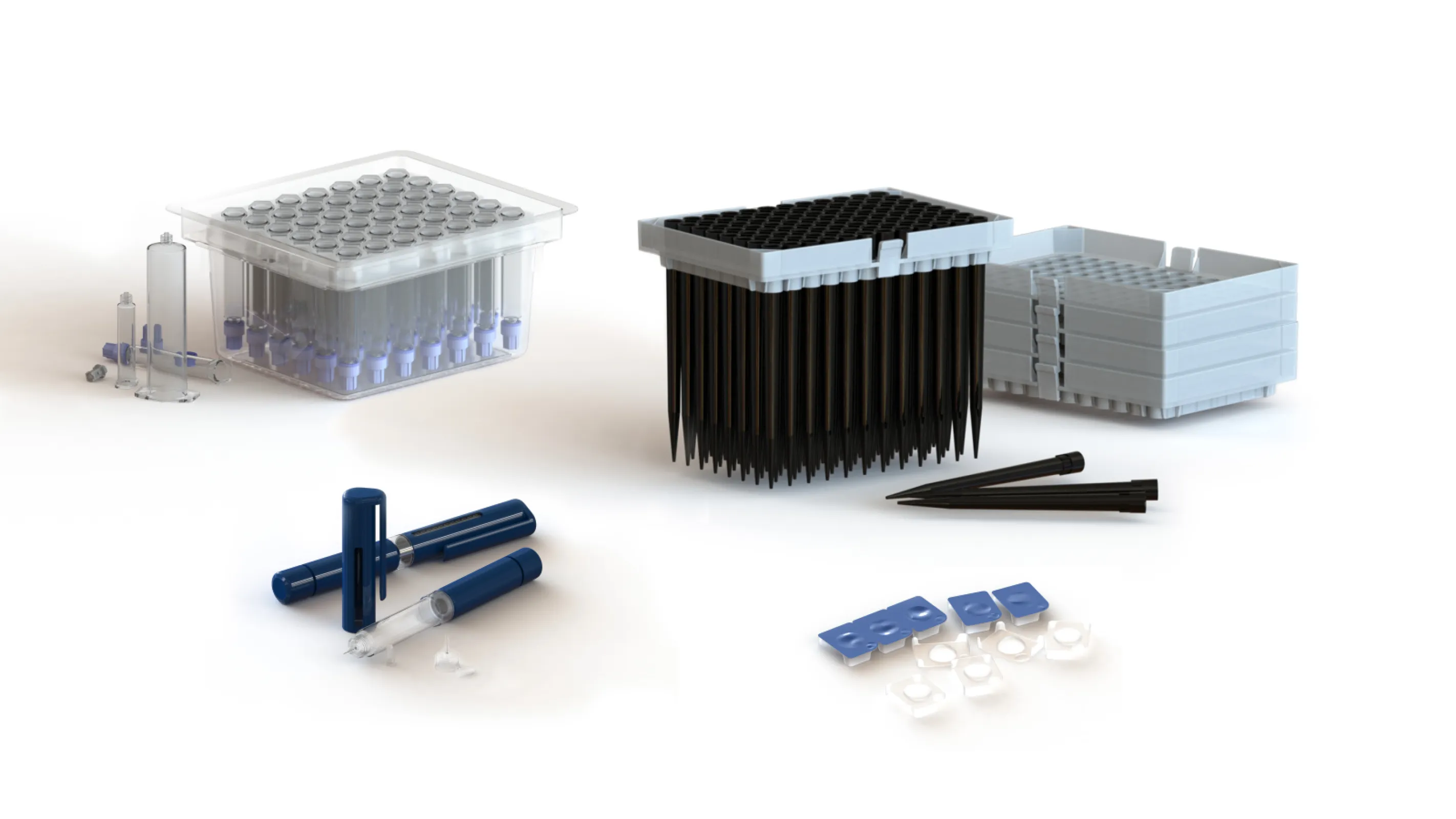 Medical plastic molded parts: Pipette tips, insulin pens, syringes, contact lens shells