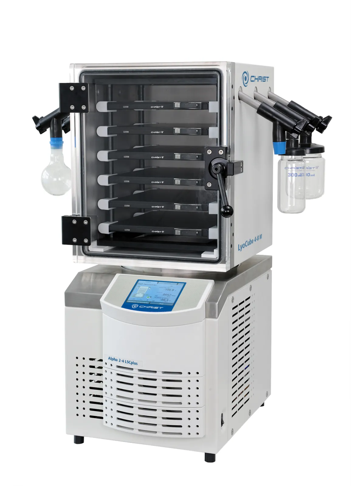 Alpha 2-4 LSCplus with LyoCube Stainless Steel for easy loading and unloading