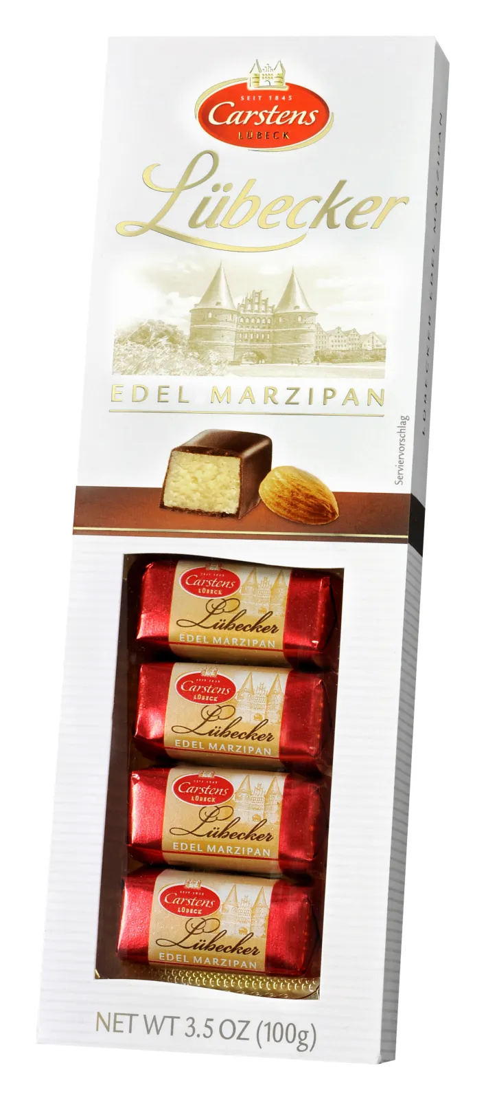 Original Lübecker  Marzipan Bites covered with dark chocolate.    An orginal Protected Geografic Indication  product by the European Union.