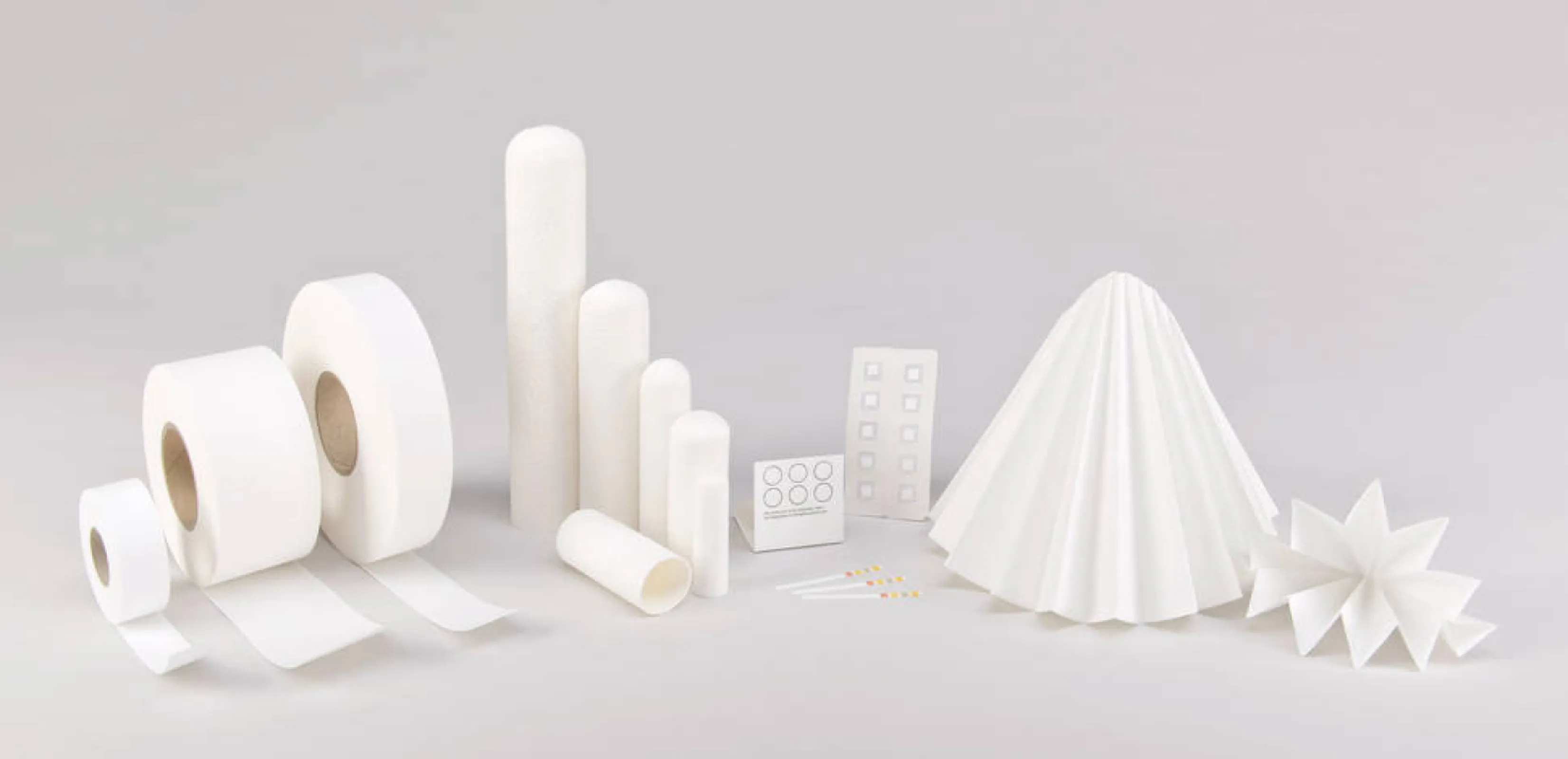 Formats: Rolls Thimbles, Sheets, Round- and folded Filter Paper