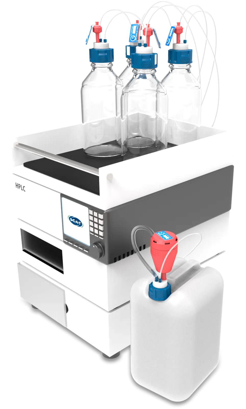 The complete system for safe supply and disposal of HPLC solvents.