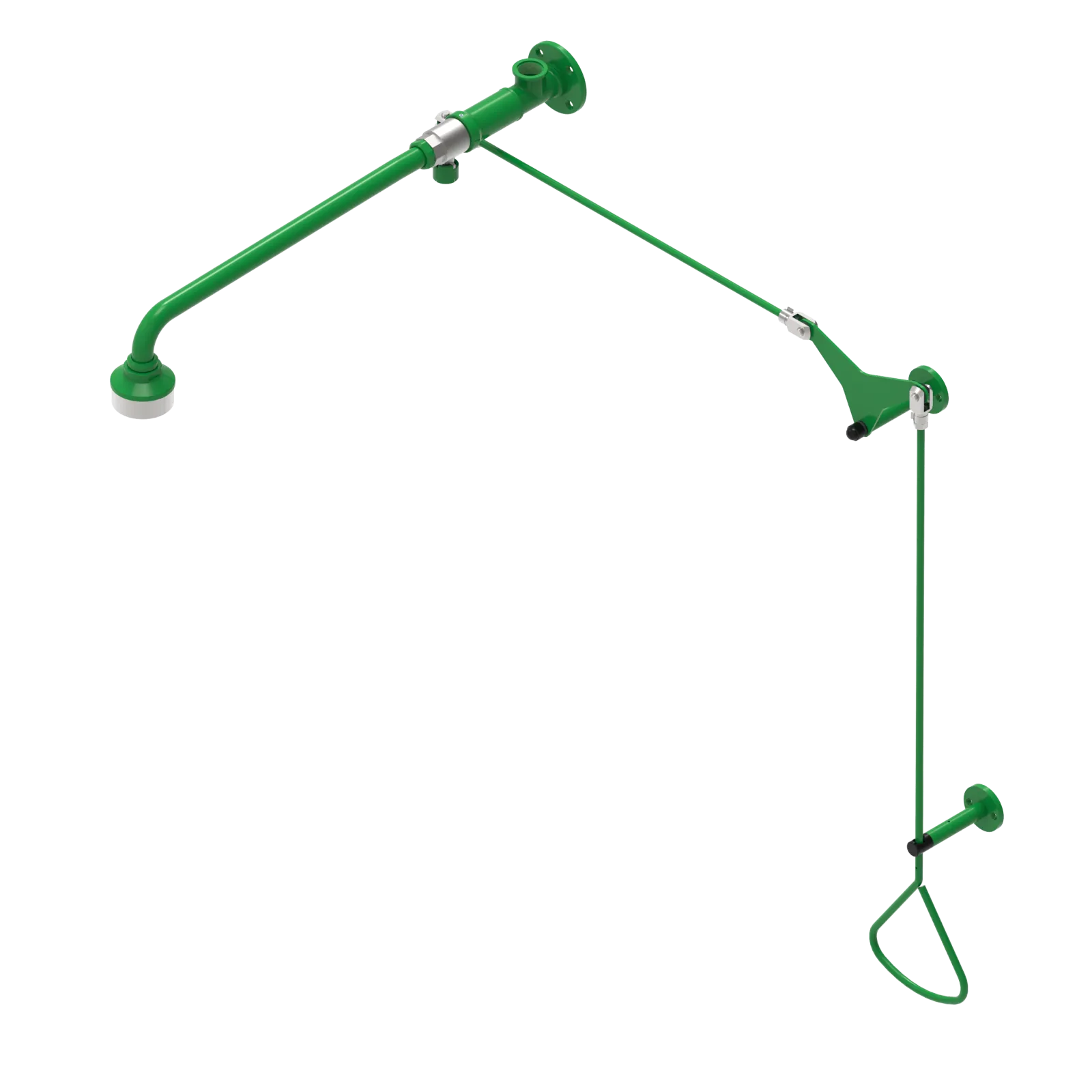 Safety shower with ball valve and tie-rod