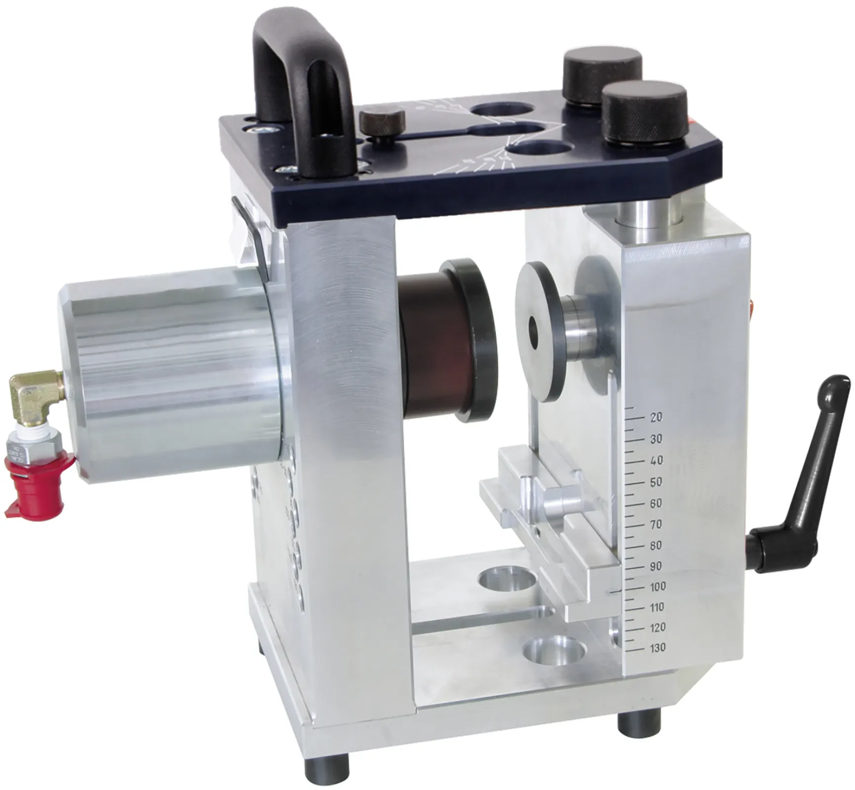 ALFRA busbar bending and hole punching device – BS 160: From bending to punching in just a few steps - the BS160 from ALFRA is meeting this task due to its hydraulic cylinder with a capacity of up to 600 bar. And even better: Thanks to bending dies for the settings R=11 mm and R=5 mm and an uncomplicated height adjustment , you can bend conductor rails with dimensions up to 160 mm X 12 mm effortlessly and precisely.  Holes with a diameter between 6.6 mm and 21.5 mm are also easy to make. The hole puncher with neoprene spring is inserted and ready in no time. To ensure a long service life, the base frame oft he BS160 is made of particularly resistant special aluminium.