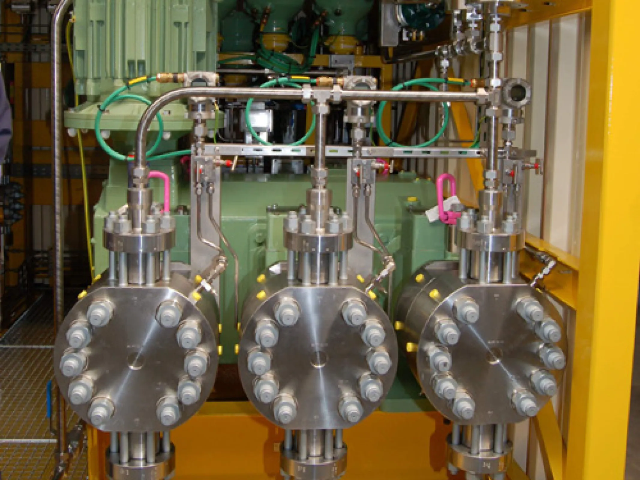 LEWA triplex pump close up