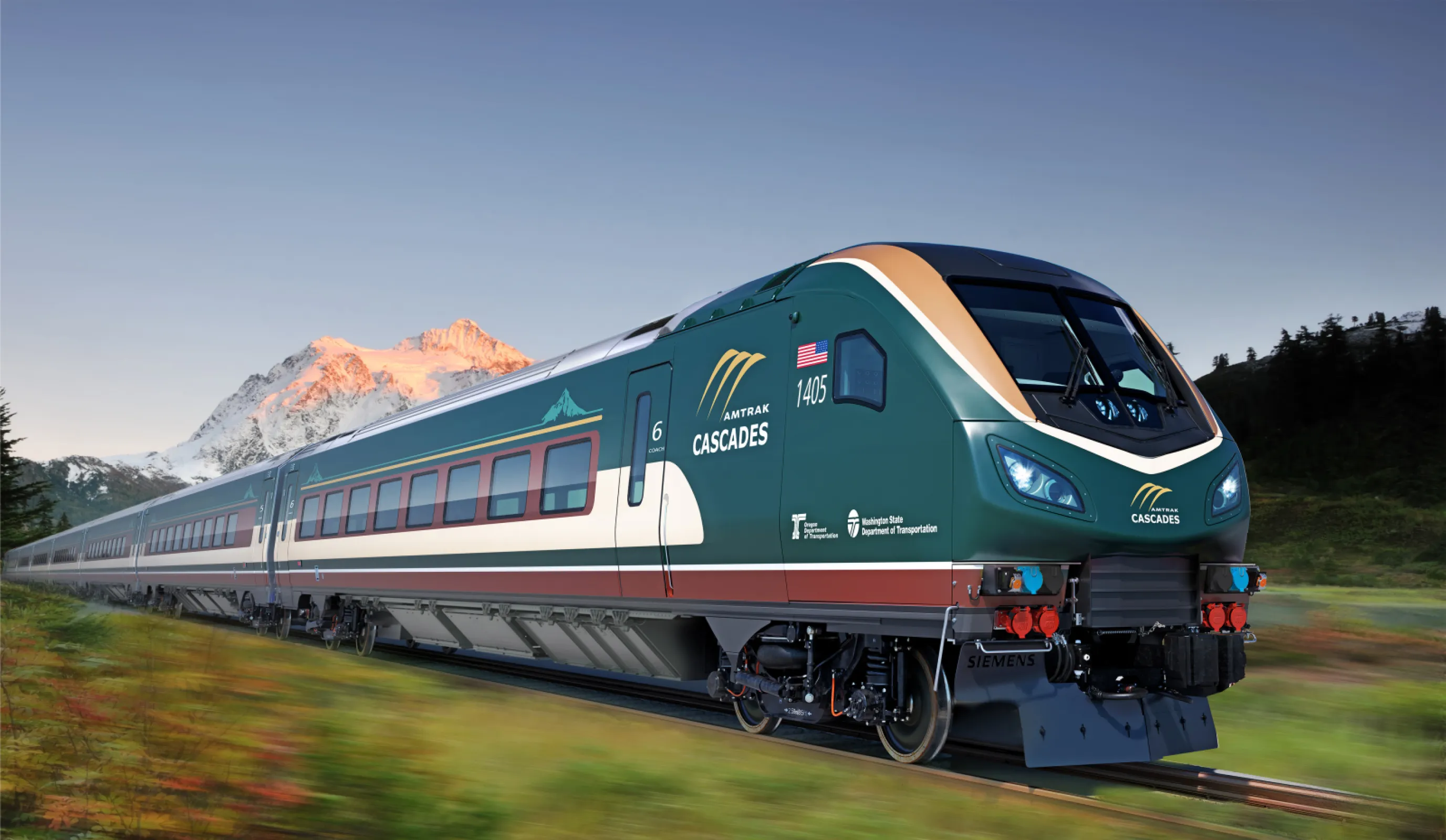 Rendering of Amtrak - Cascades Intercity Train