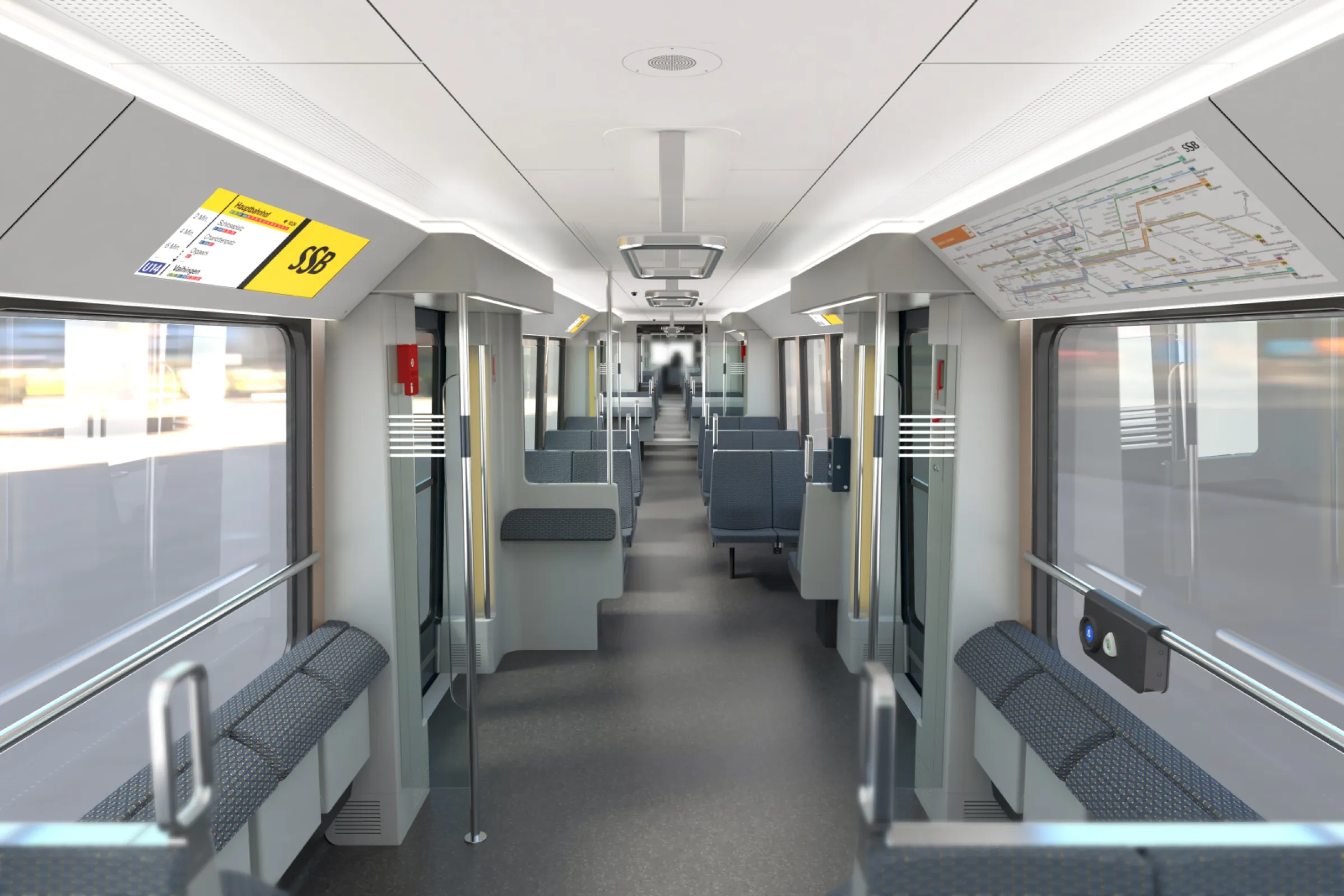 Interior Rendering of new generation Stuttgart Tram