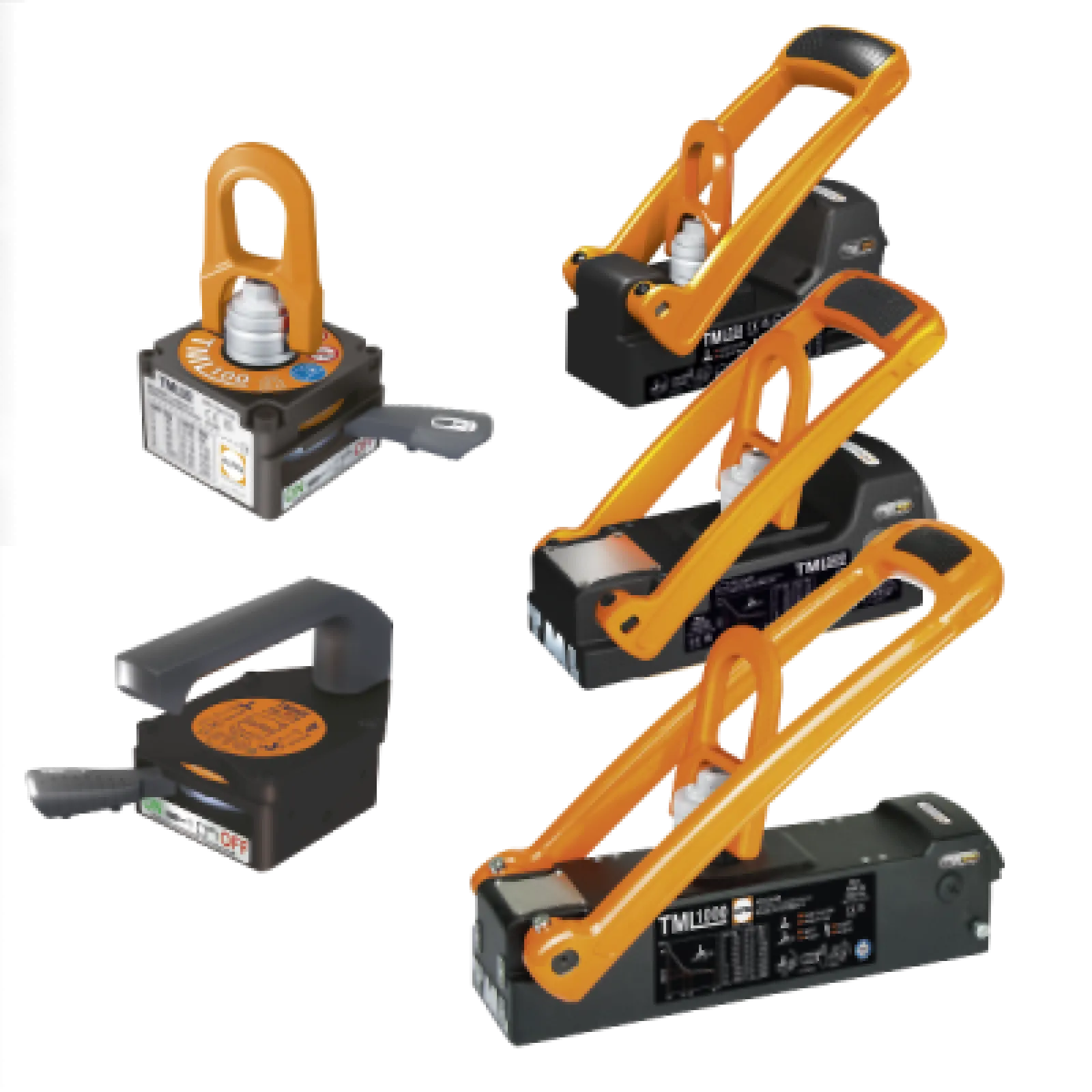 Load lifting flat steel: Whether for round or flat steel. Depending on the model, these reliable helpers can lift up to one tonne of ferromagnetic material. Thanks to patented TML technology, depending on the product, even on thin-walled sheets from one millimetre. Magnetic field with very low leakage losses develops impressive adhesive force even on thin materials /Safety factor 3:1 /Can be customised for a wide range of projects thanks to additional threaded screw connections /Prism for secure lifting of pipes and curved surfaces.