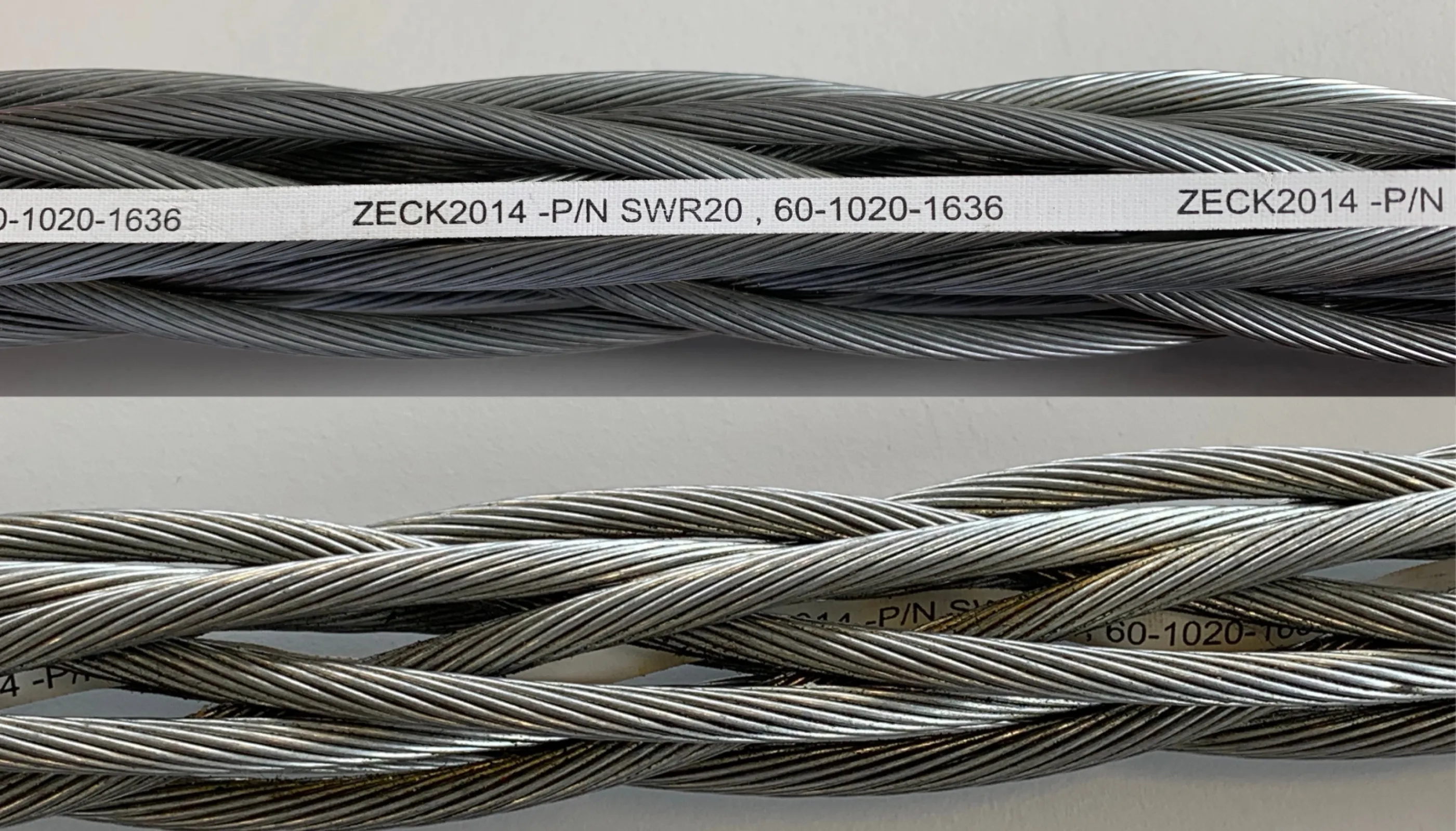 Braided-in marking tape for twist resistant braided wire rope