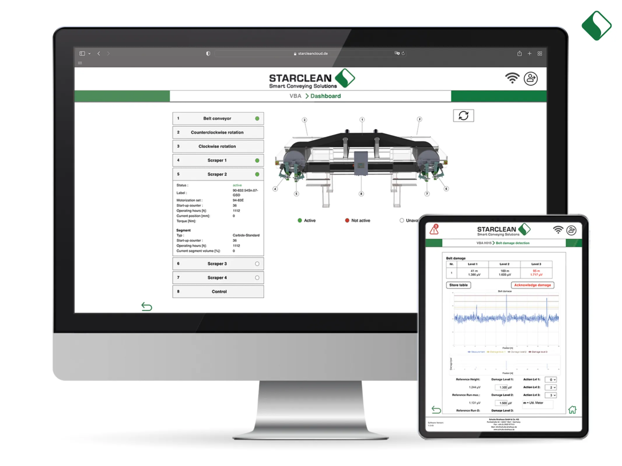 STARCLEAN® Smart Scraper Cloud Belt Damage Detection