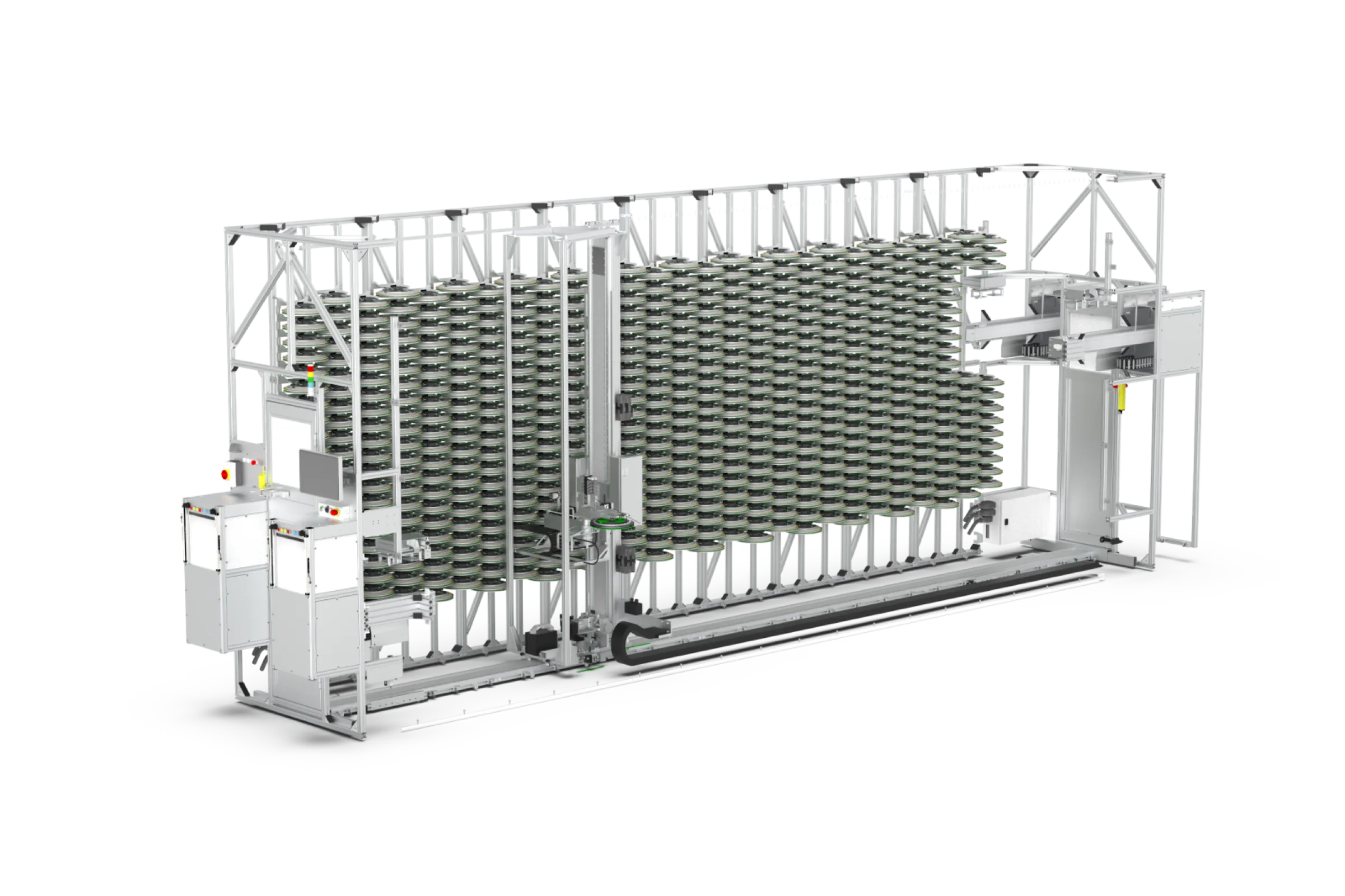 Stacker crane and one shelf with probecards