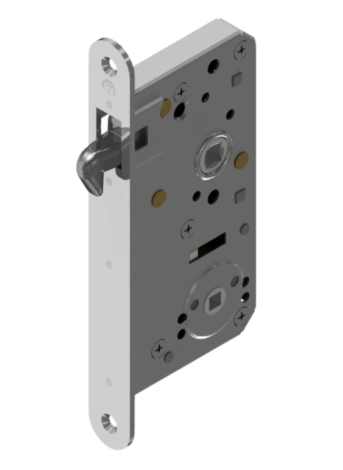Sliding door mortise locks in complete brass or stainless steel
