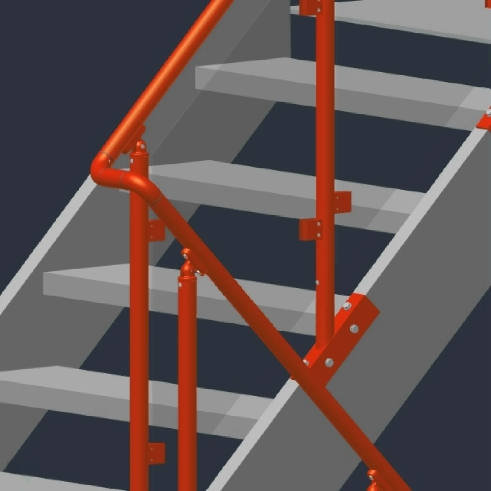 Complete handrail and stairway system in Aluminium with round or square profile