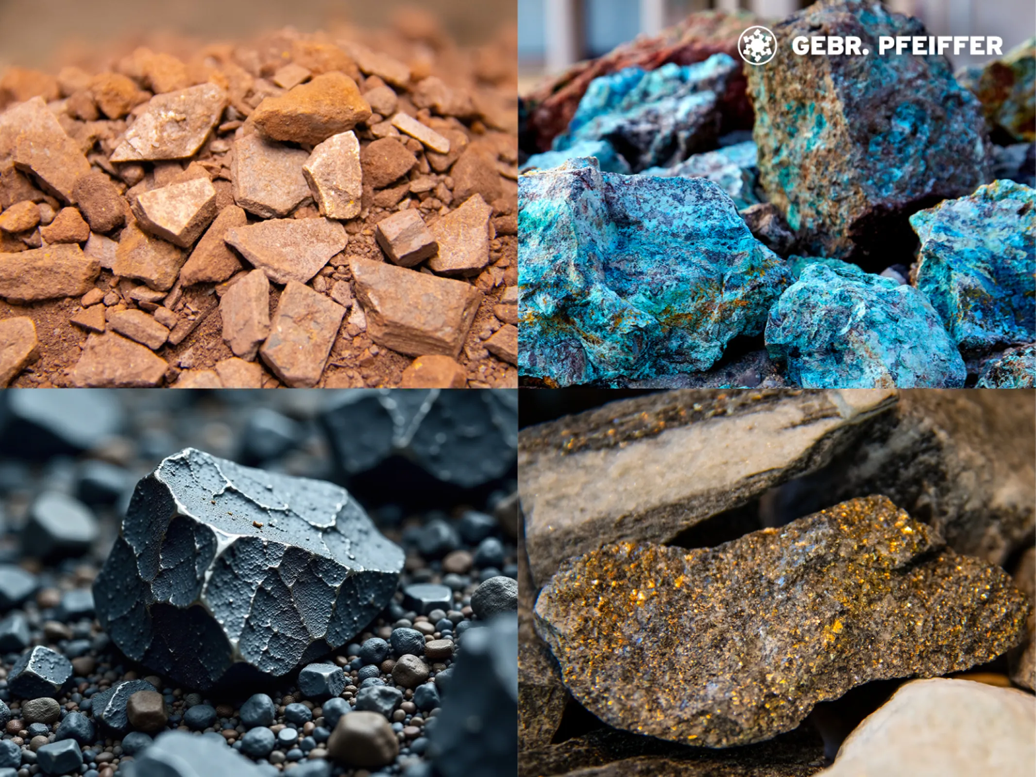 Materials - iron ore, copper ore, zinc ore and gold ore