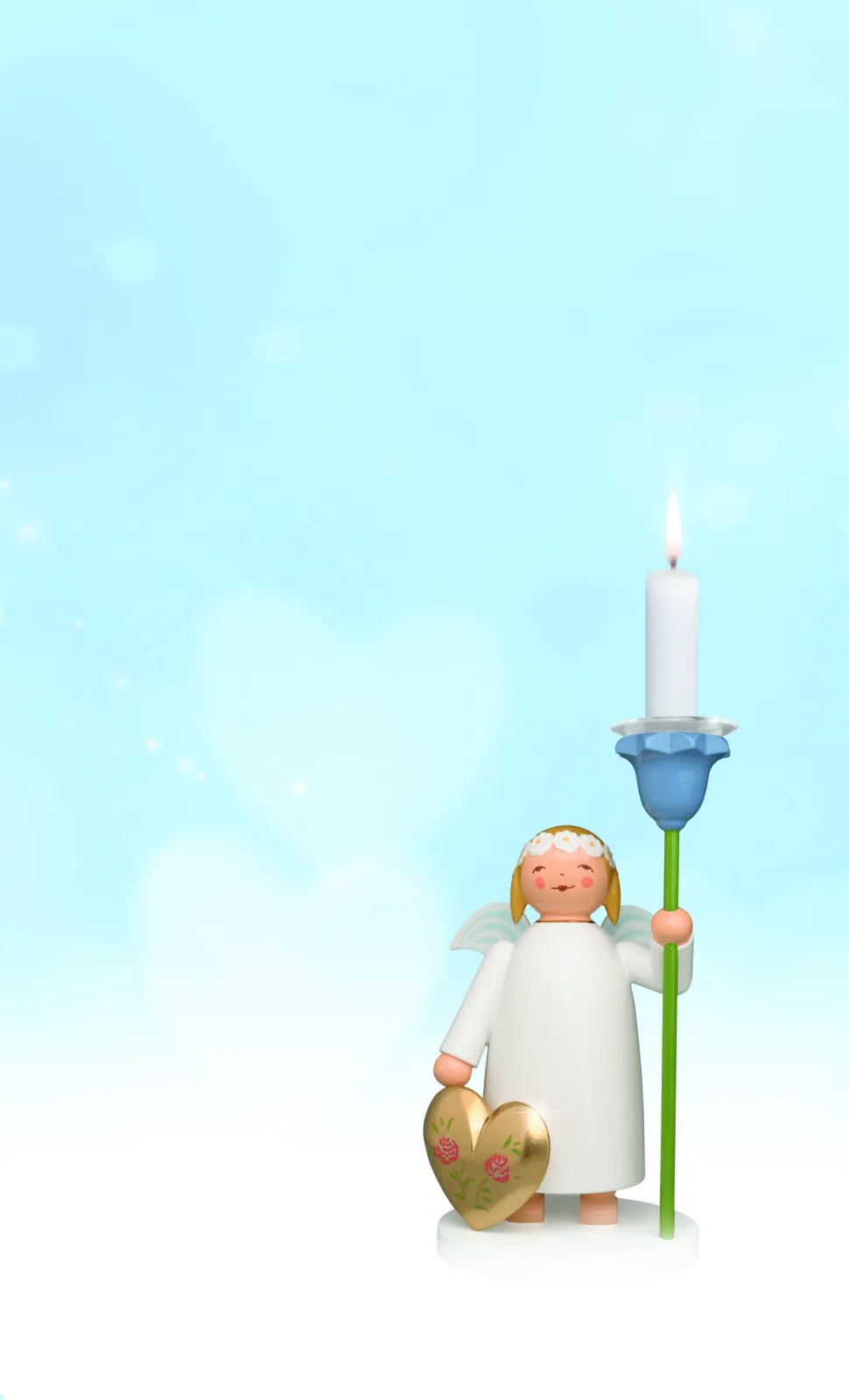 A light for love. This marguerite angel is truly a great joy: at 13 centimetres tall, it impresses more than just lovers.