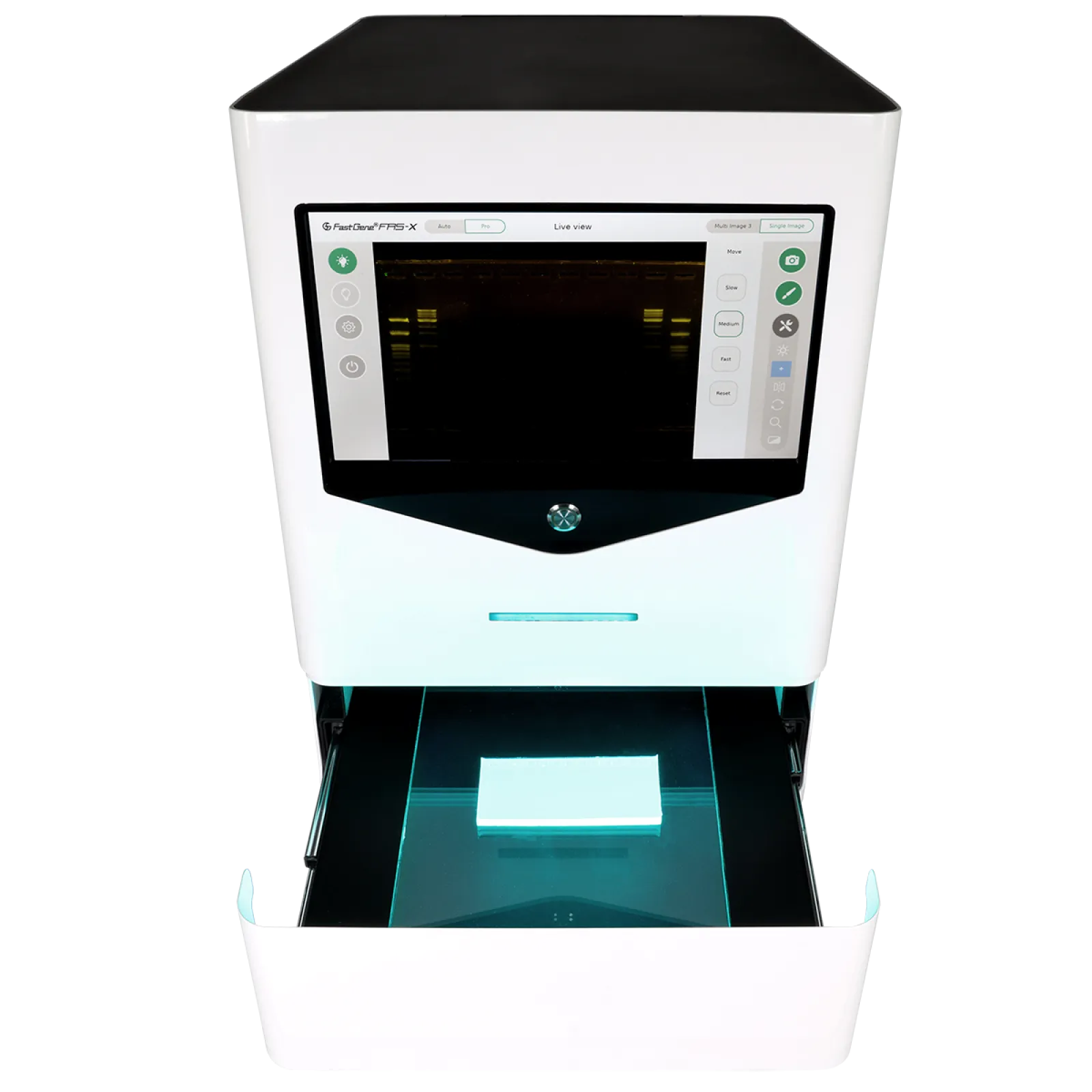 FastGene FAS-X gel imaging system with Blue/Green-LED light | Open drawer