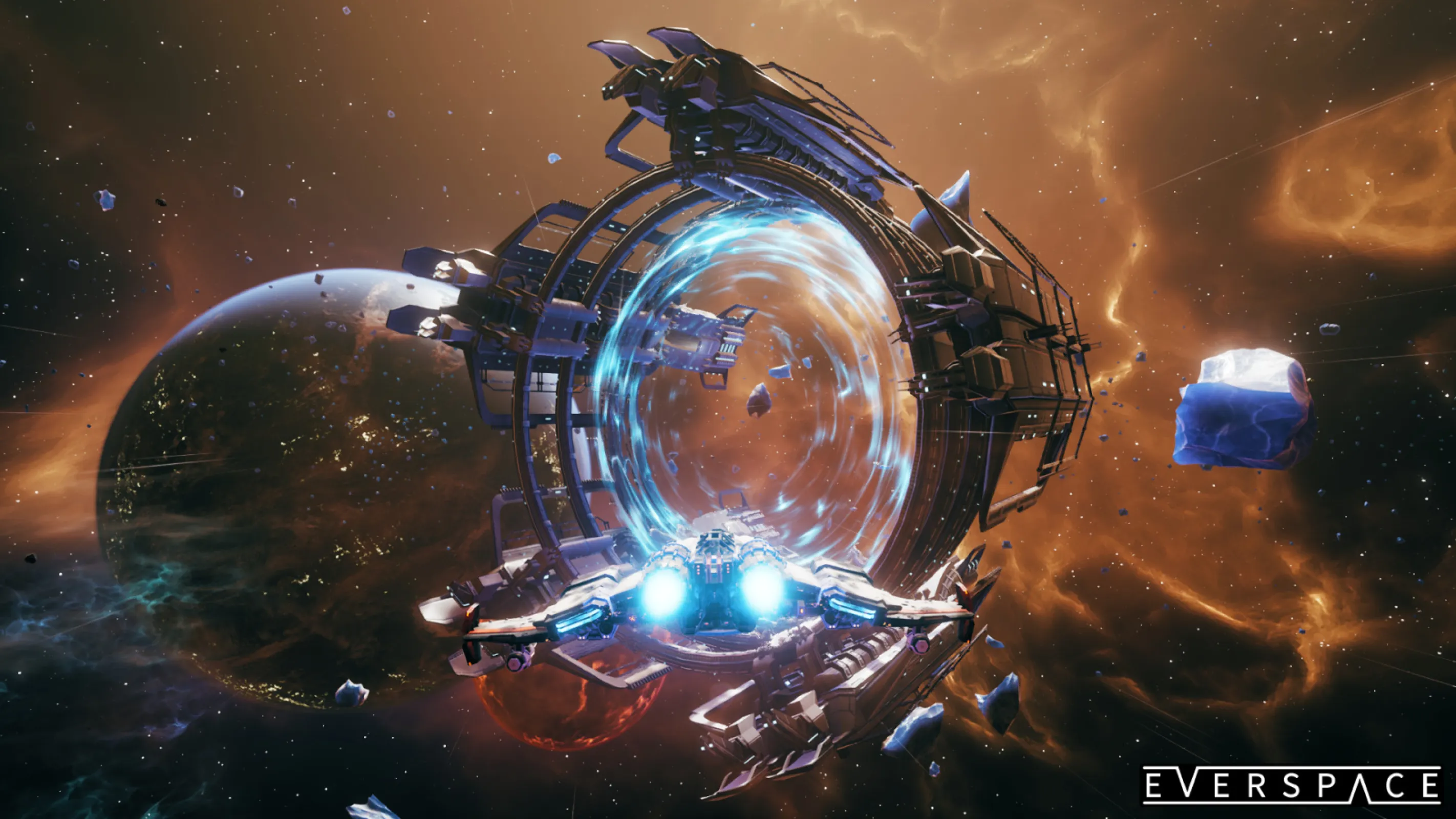 Jump from sector to sector gathering resources, weapons, and more to survive the journey.