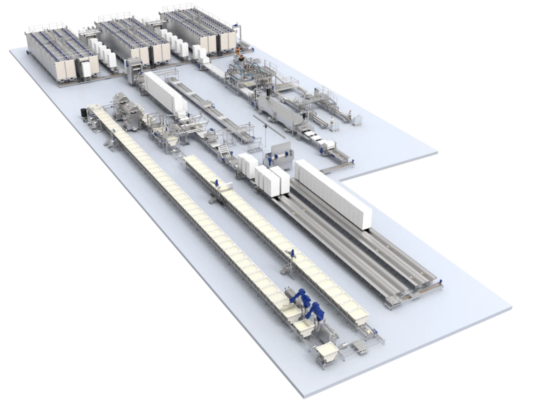 Production line for white cheese